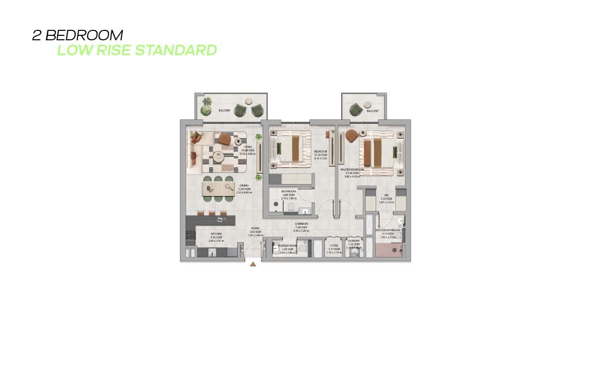 2 Bedrooms floor plan