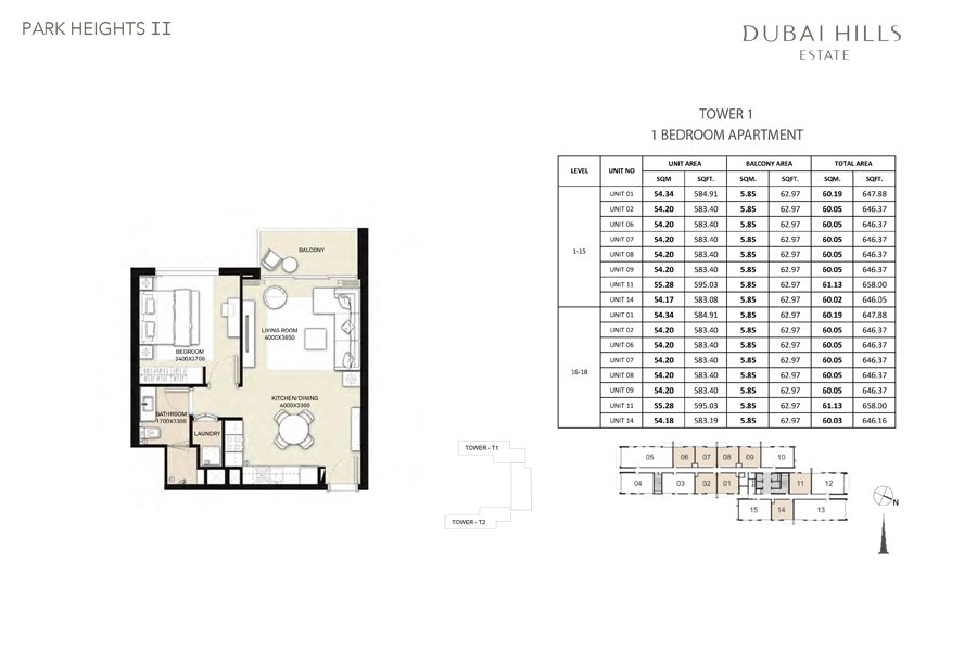 1 Bedroom floor plan