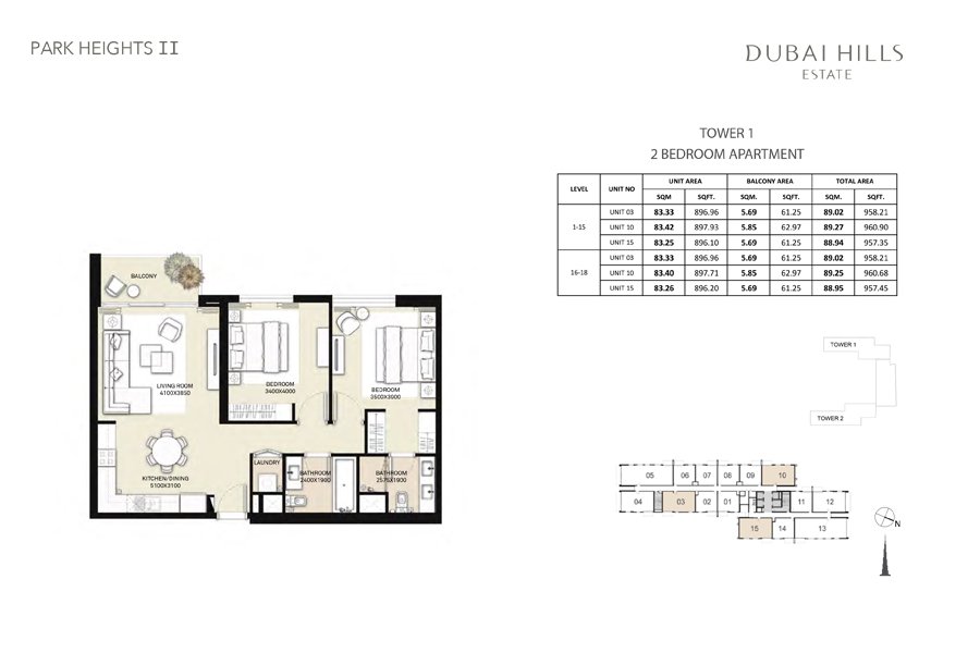 2 Bedrooms floor plan