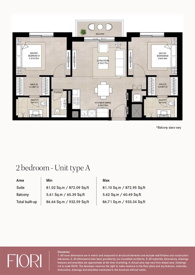 2 Bedrooms floor plan