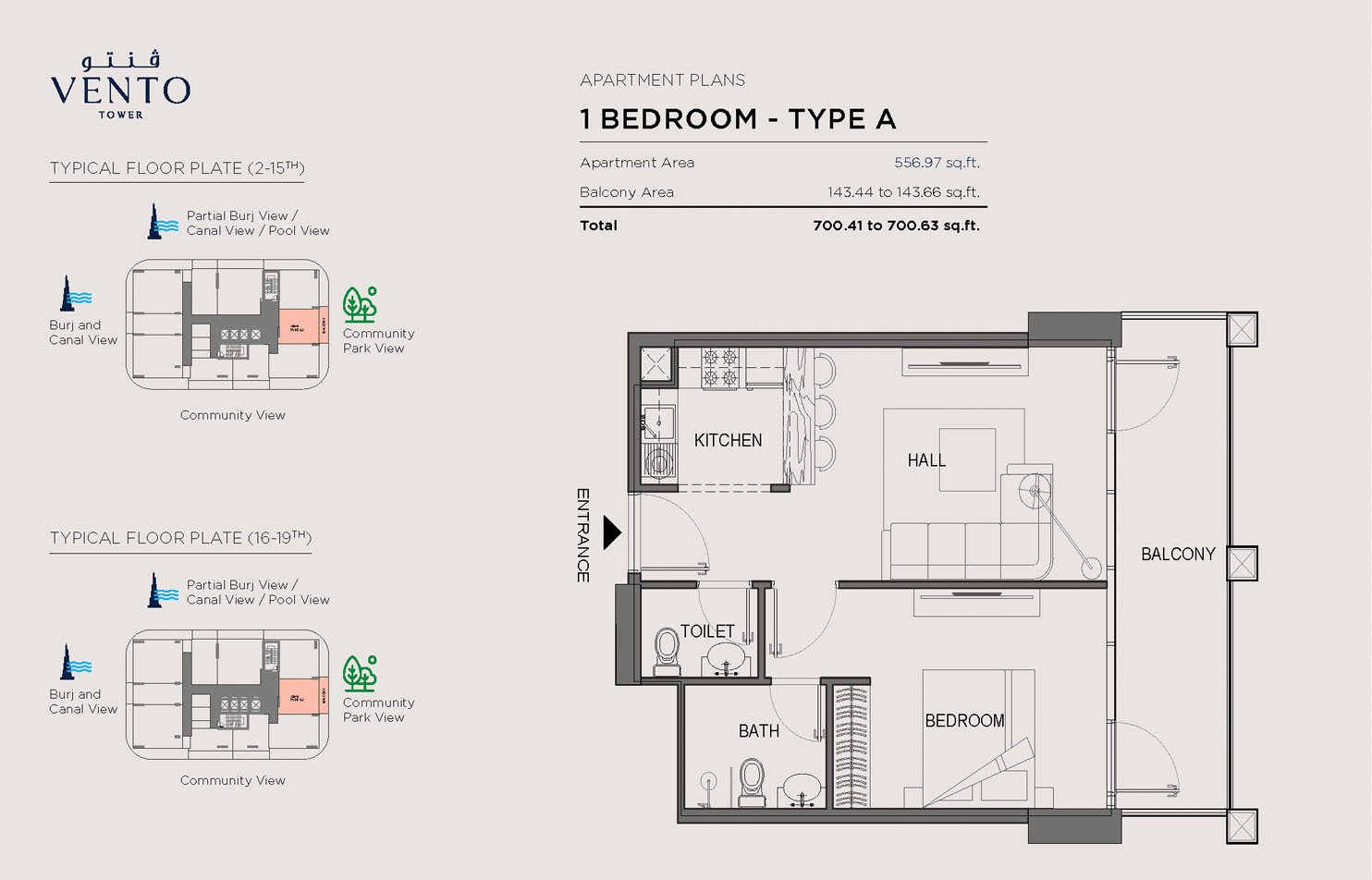 1 Bedroom floor plan