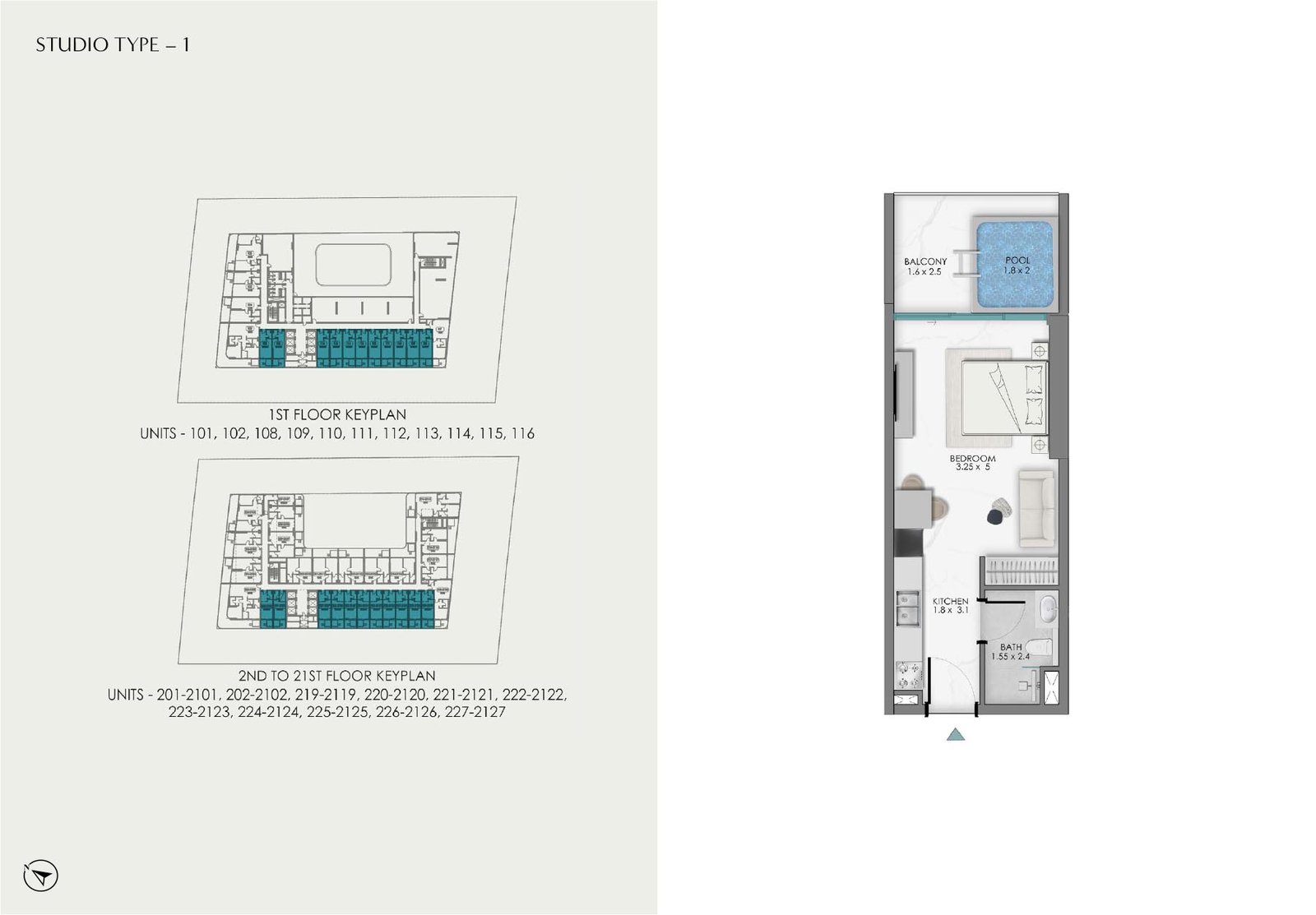 Studio + Pool floor plan