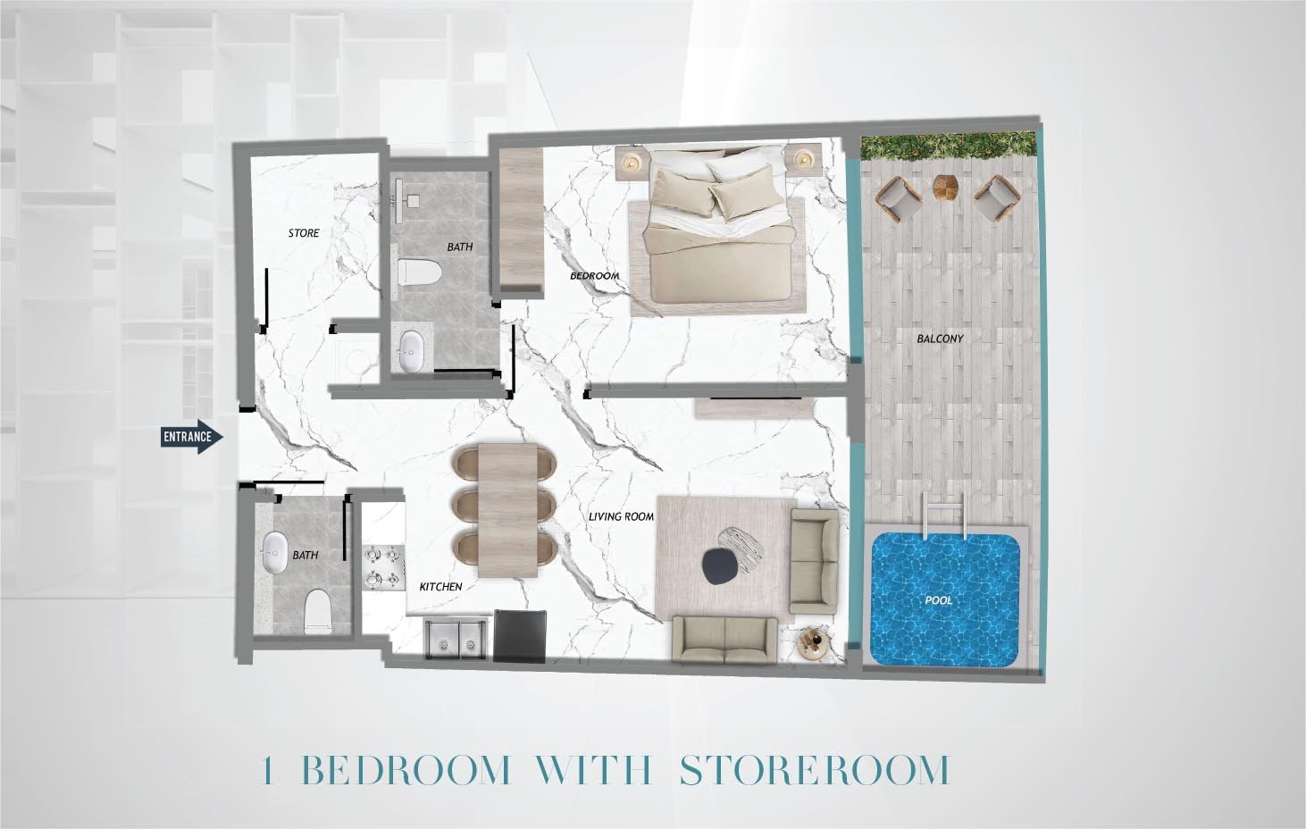1 Bedroom floor plan