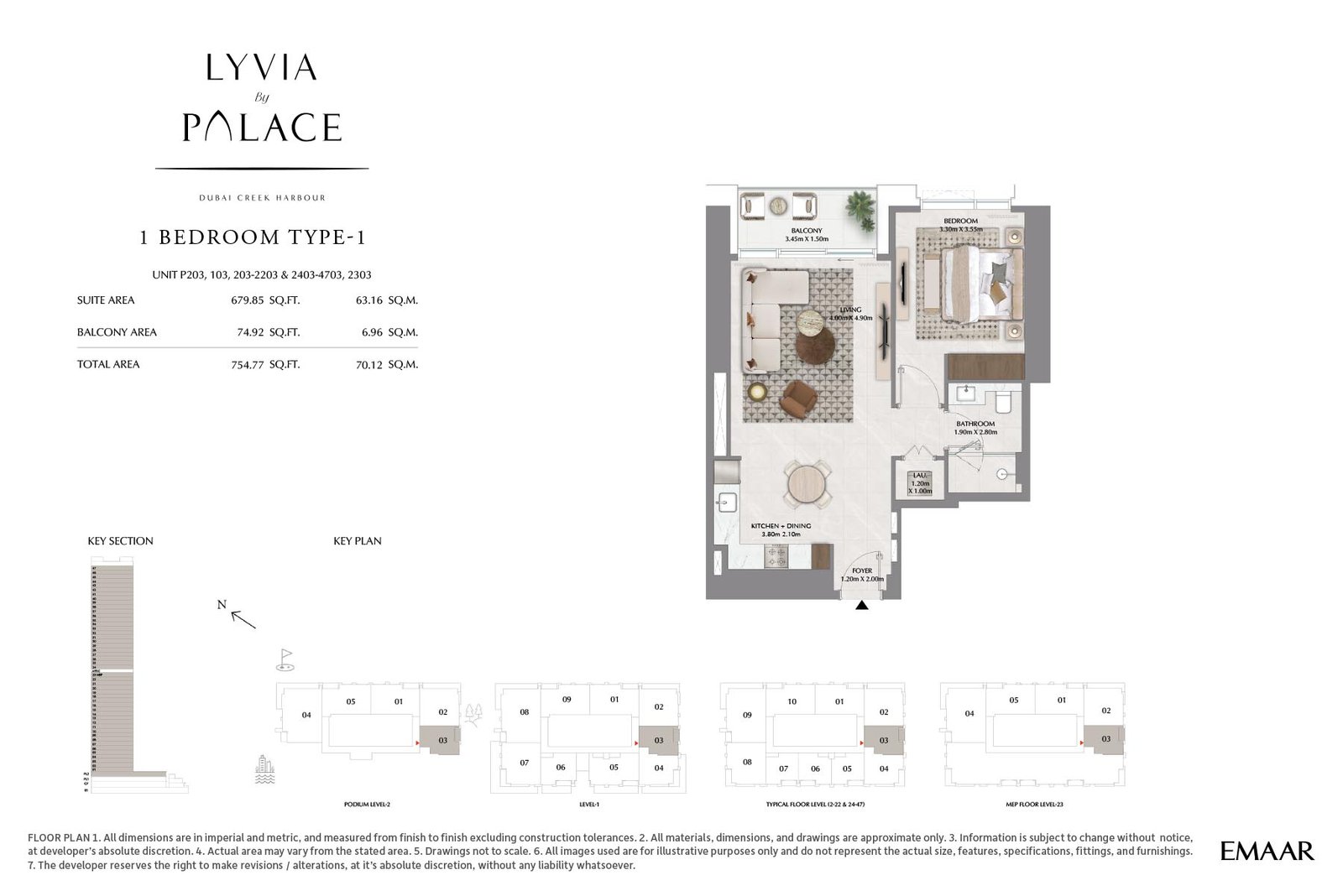 1 Bedroom floor plan