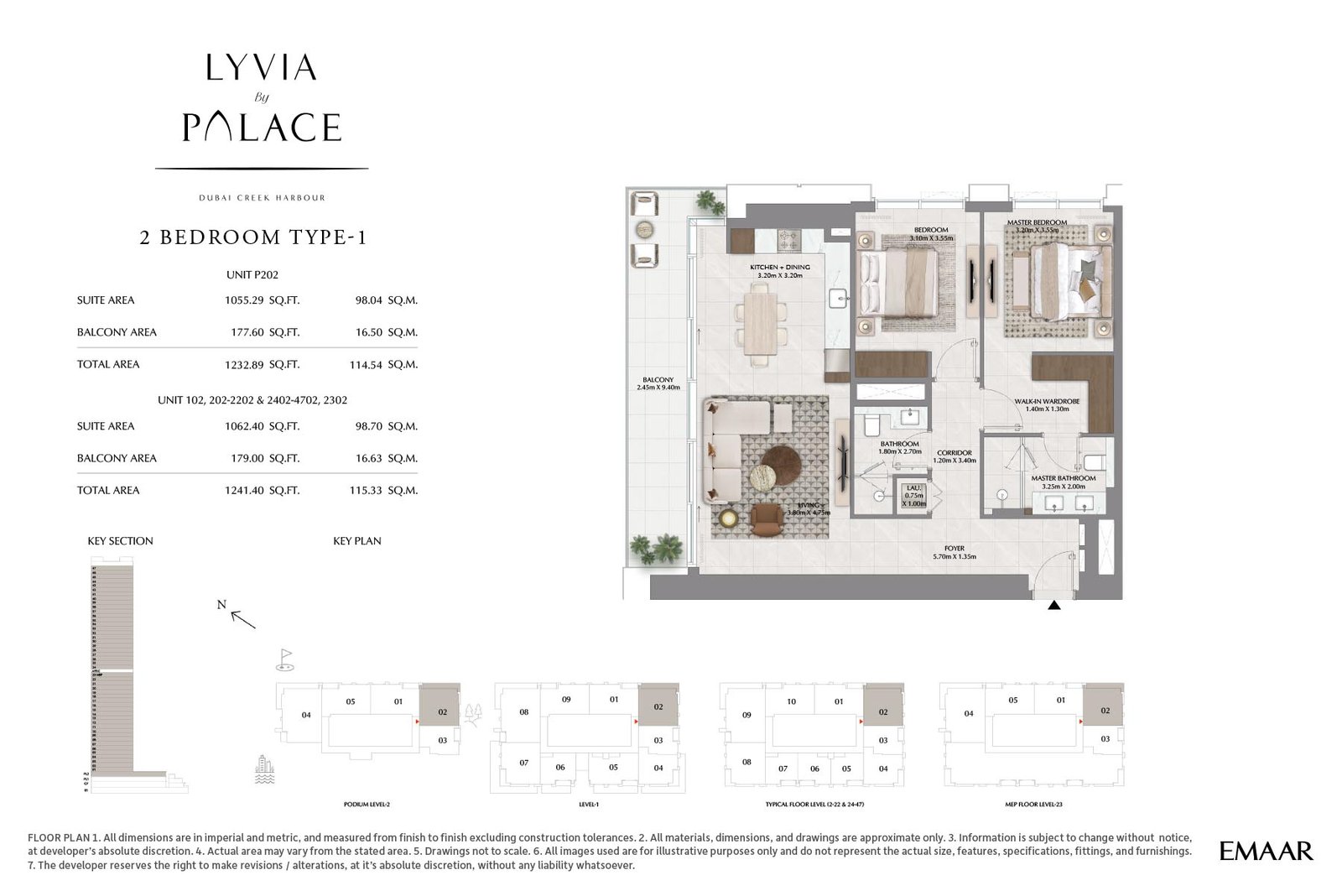 2 Bedrooms floor plan
