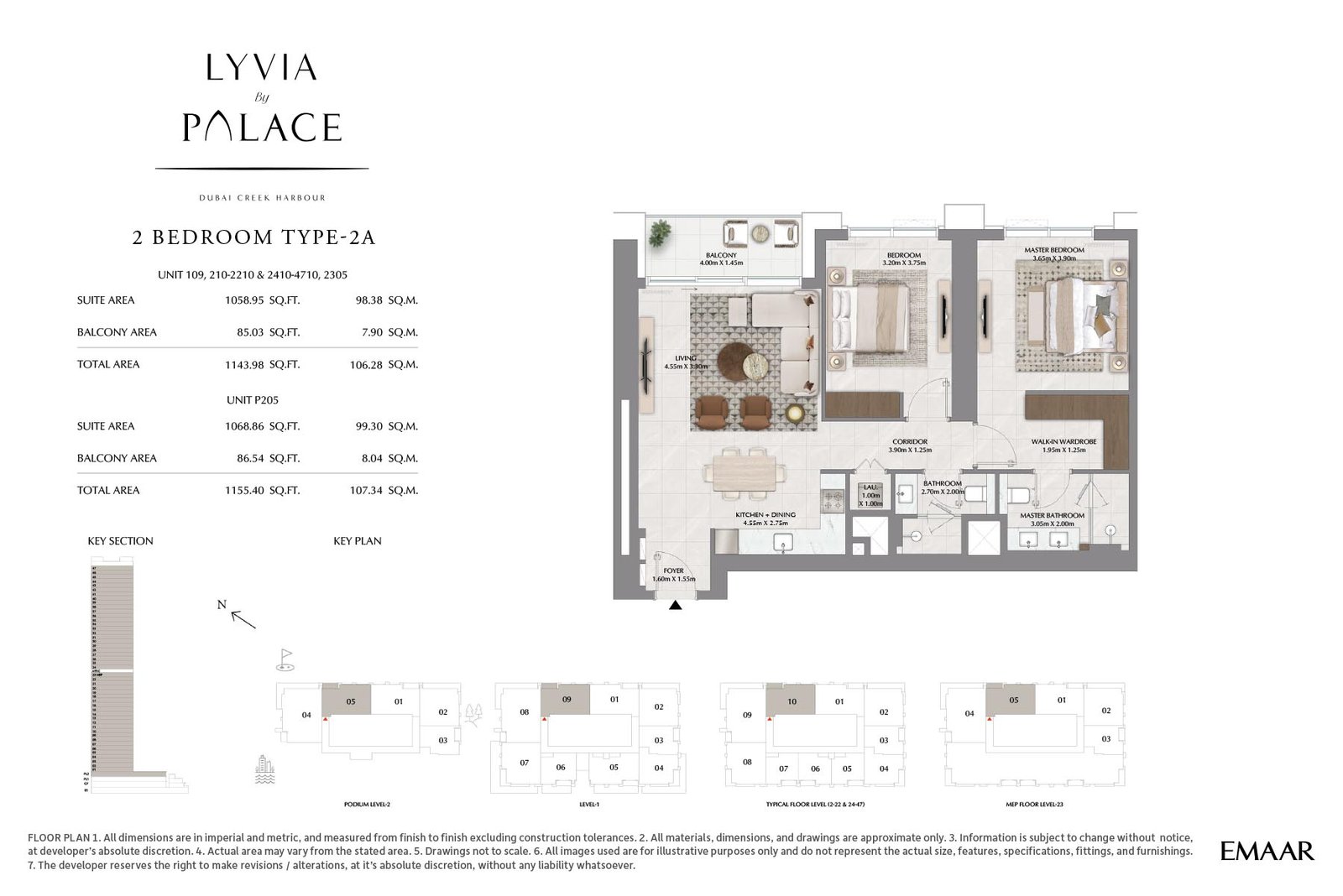 2 Bedrooms floor plan
