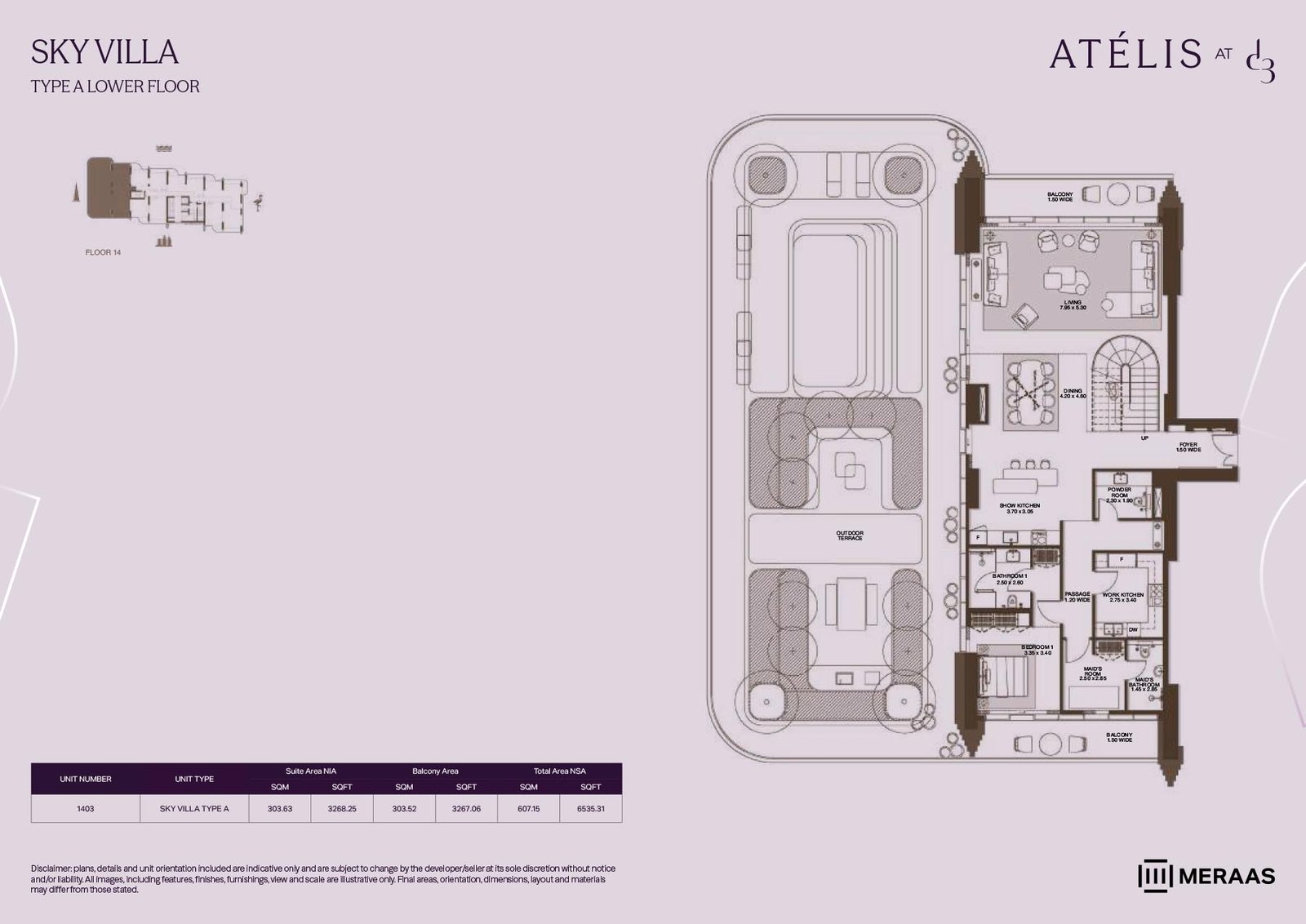Atelis at Dubai Design District 4 Bedrooms + Maid Type A Lower Floor (Unit-1403) floor plan