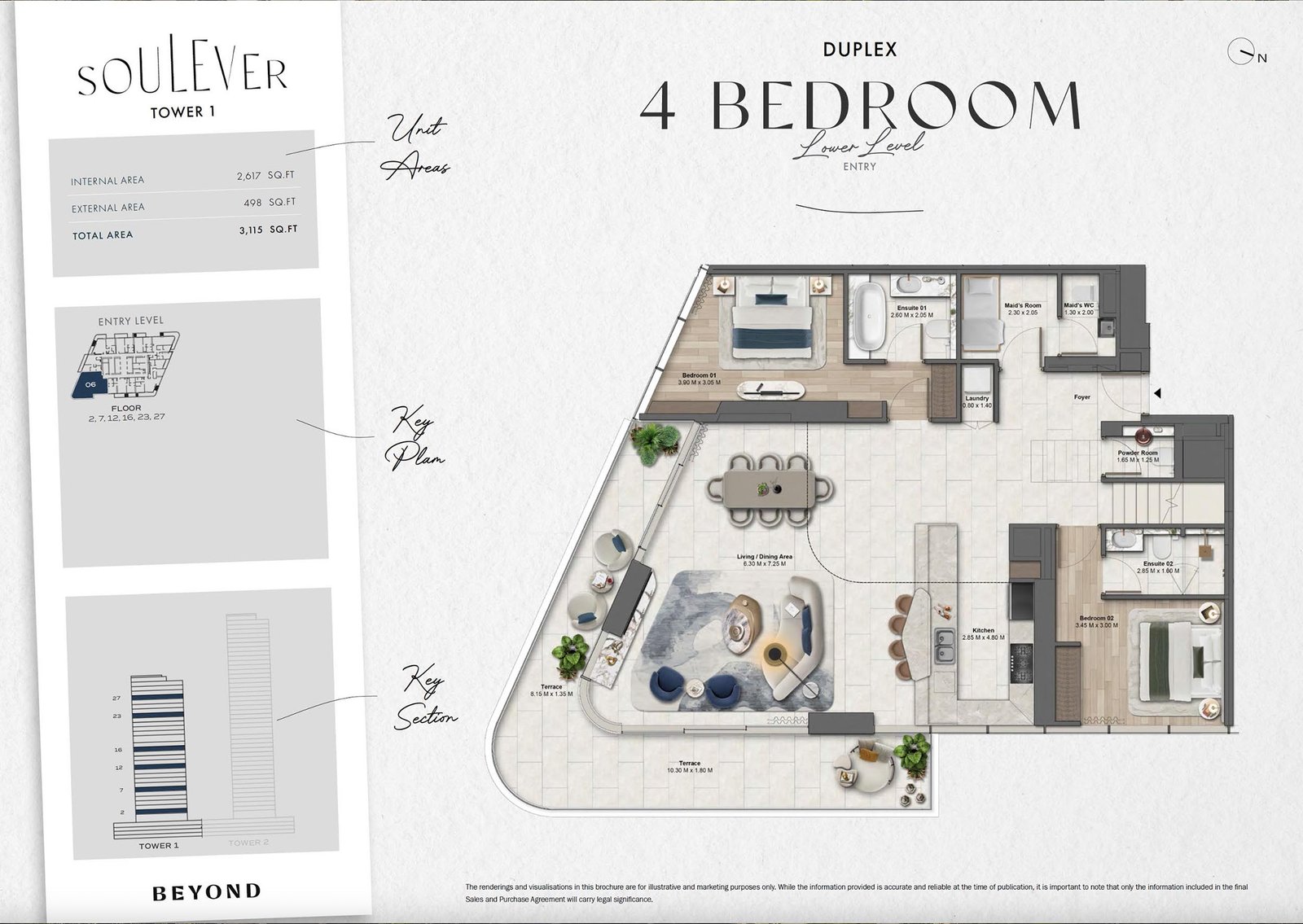 Soulever by Beyond 4 Bedrooms + Maid 2nd-27th Floor (Duplex) floor plan