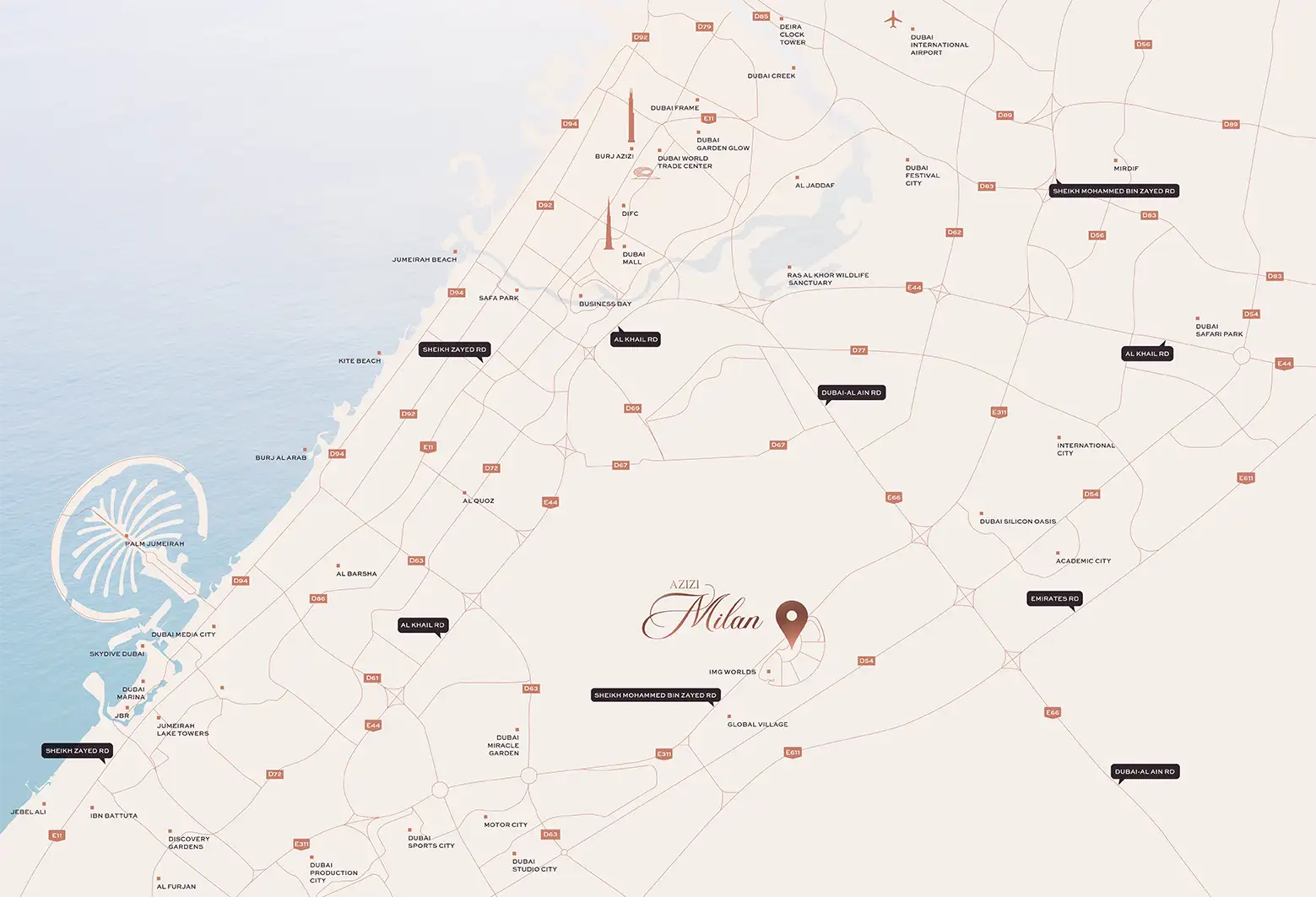 Azizi Milan Heights location map