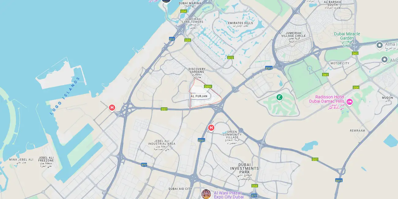 Sobha Central Phase 2 location map
