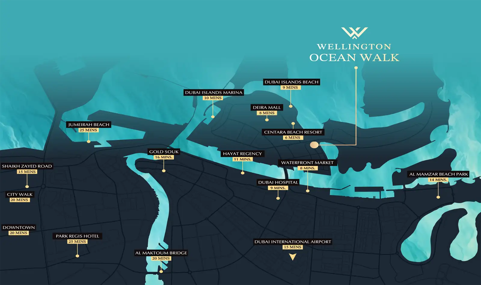 Wellington Ocean Walk at Dubai Islands location map