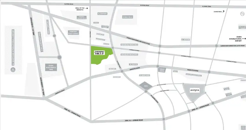 Trinity at Damac Hills location map