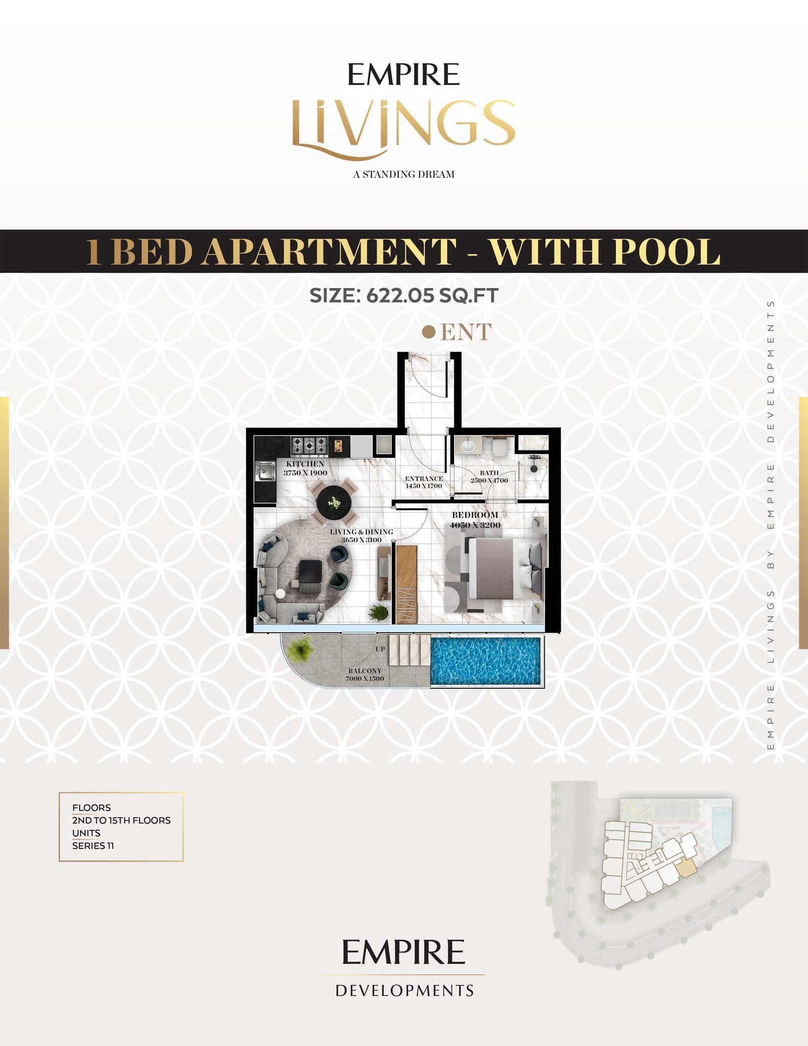 1 Bedroom + Pool floor plan