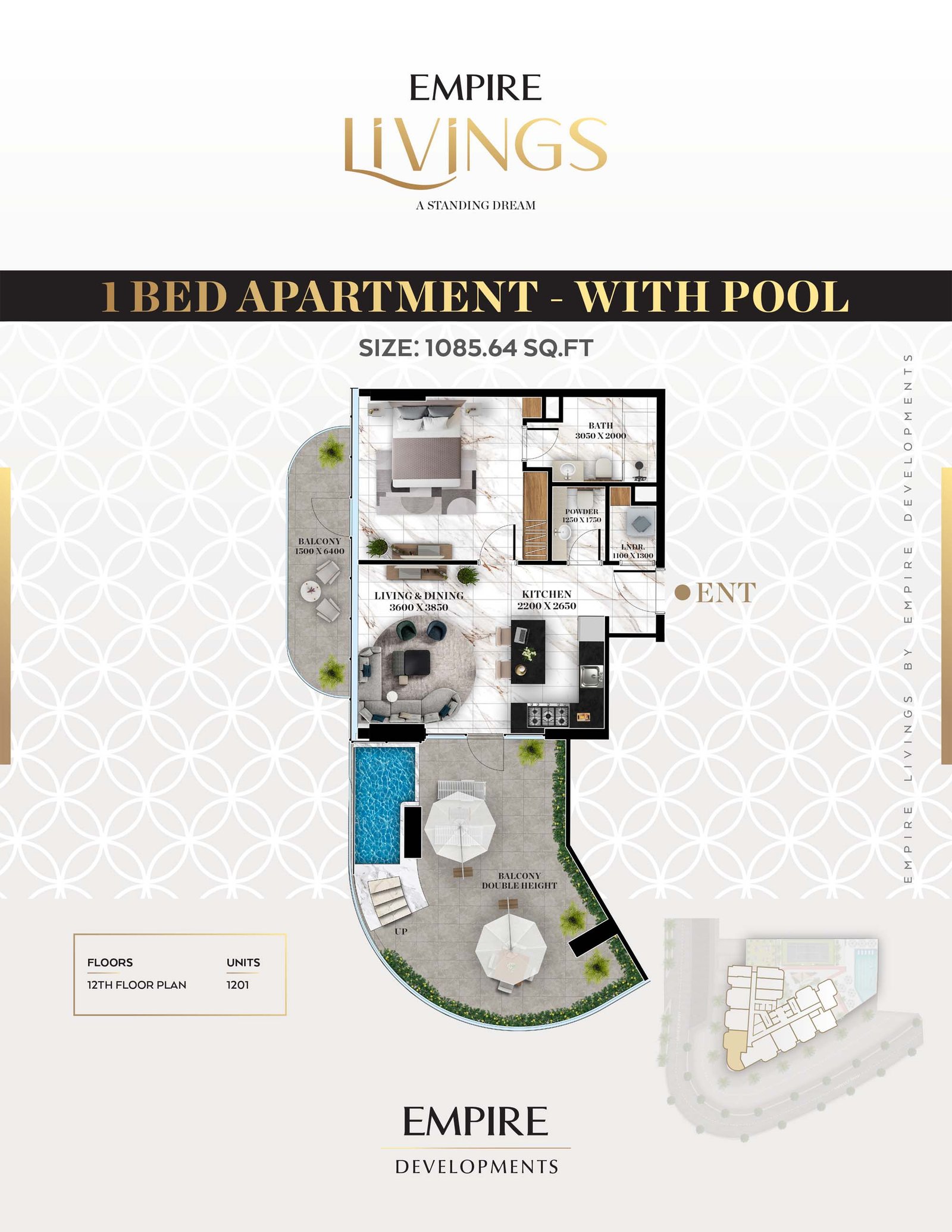 1 Bedroom floor plan
