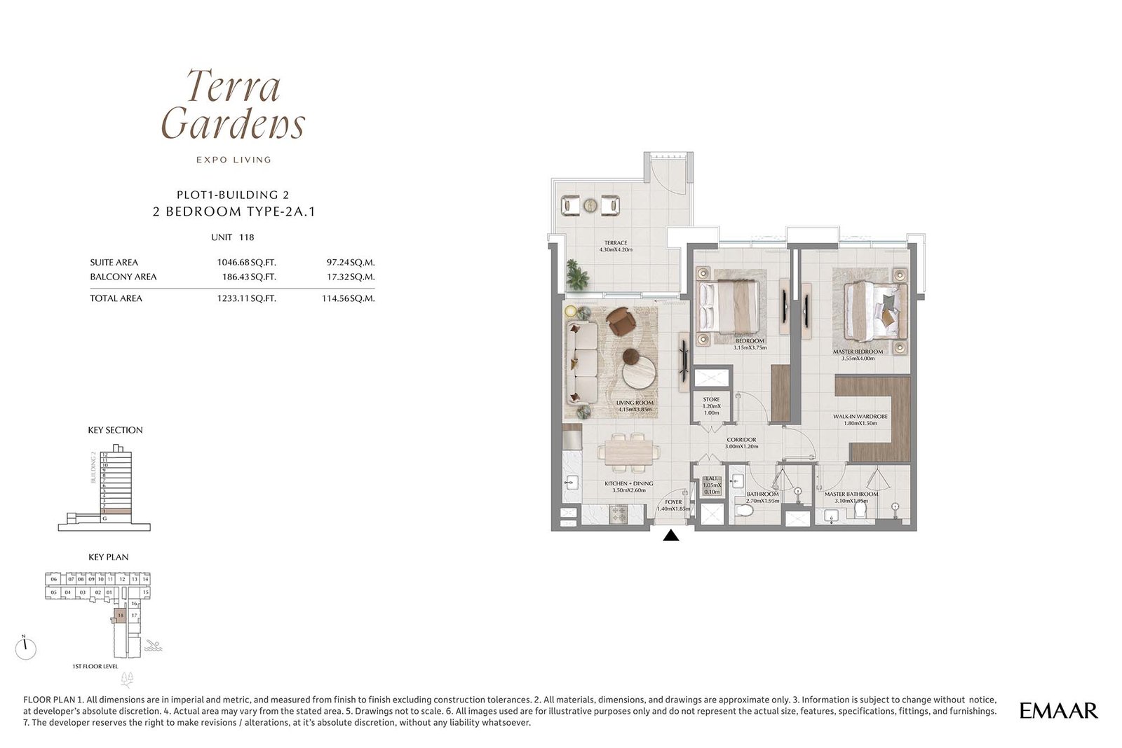 2 Bedrooms floor plan