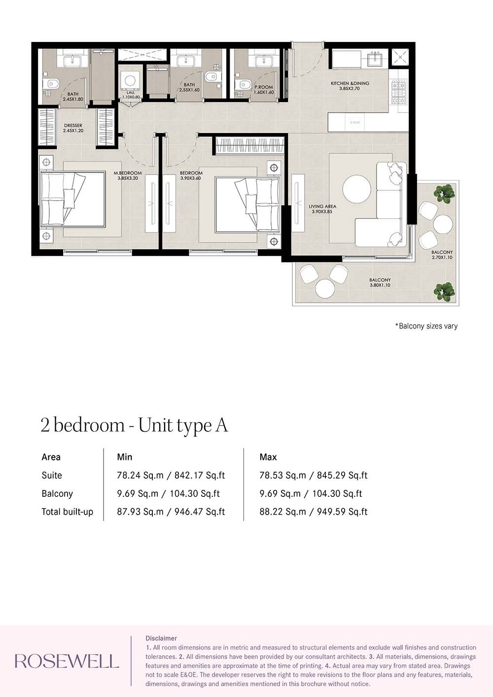 2 Bedrooms floor plan