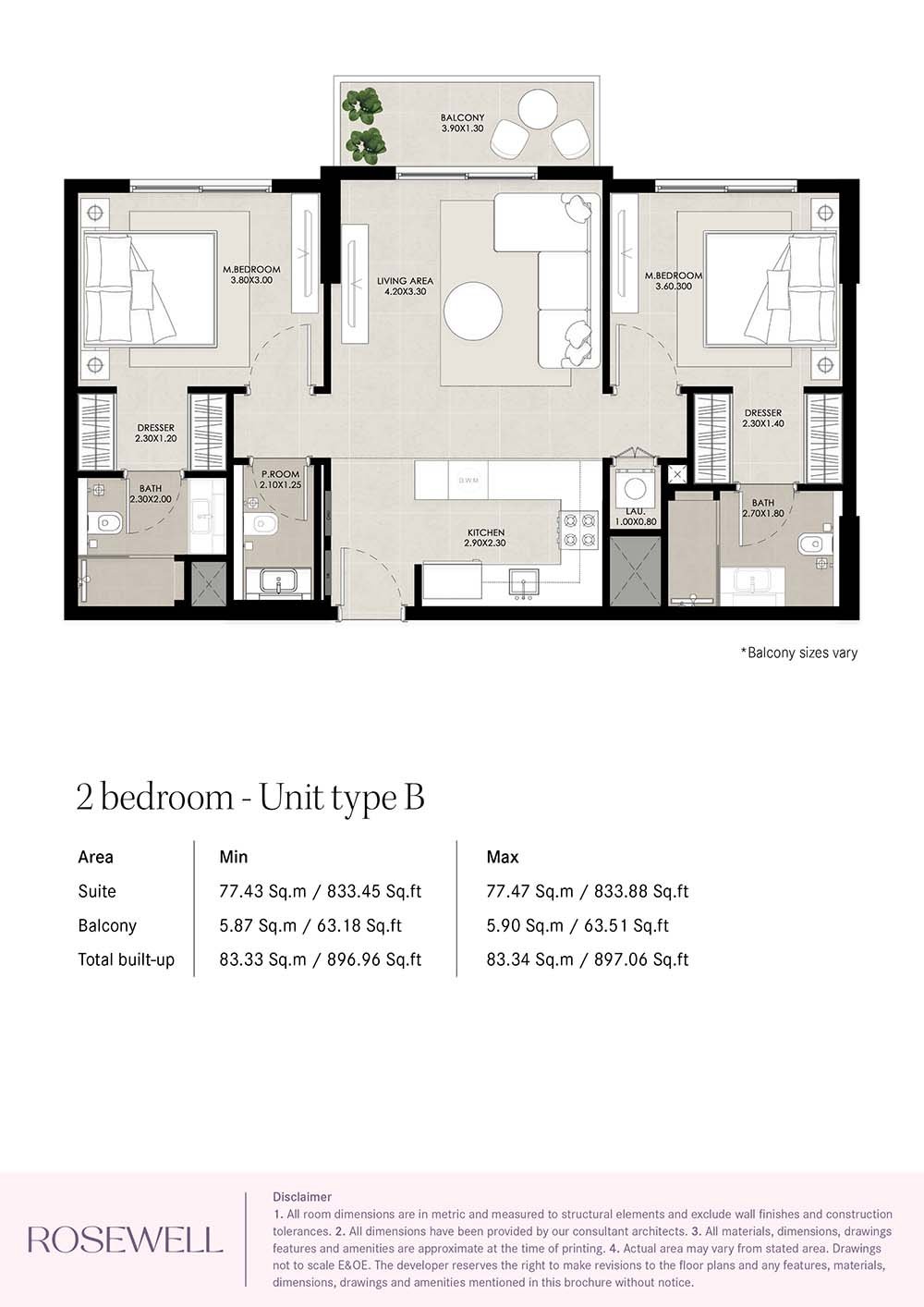 2 Bedrooms floor plan