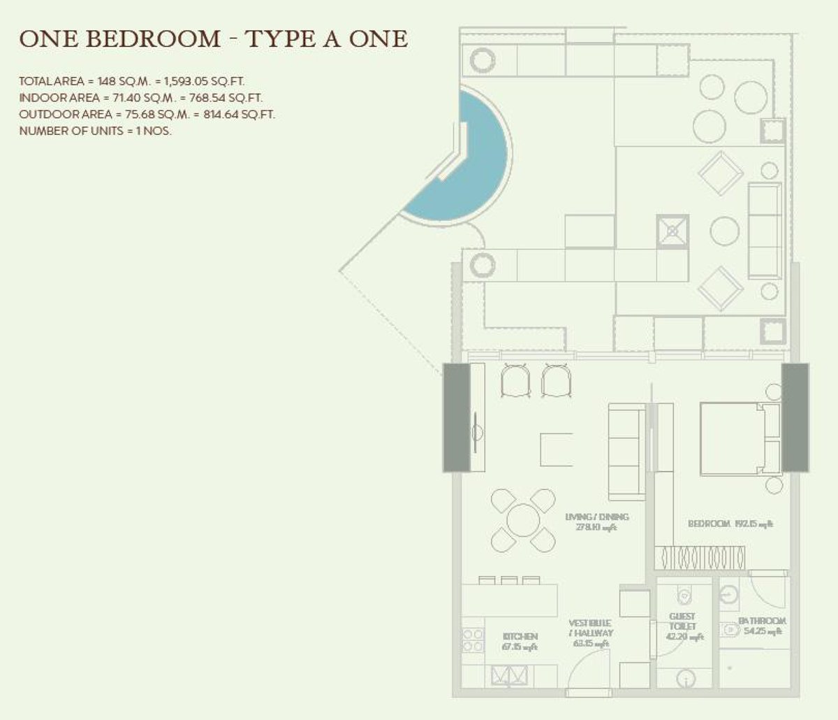 1 Bedroom floor plan