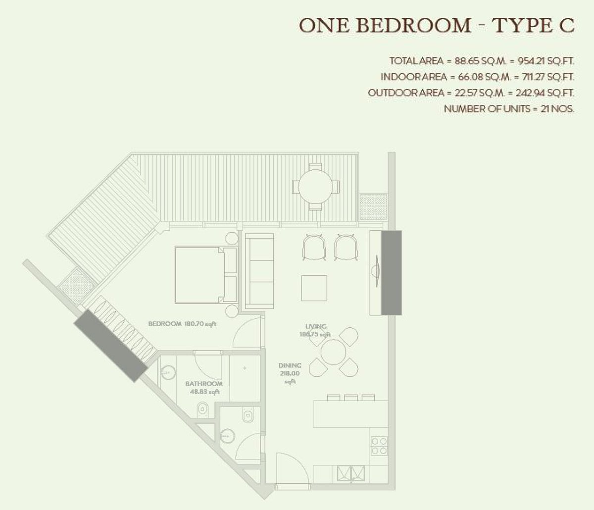 1 Bedroom floor plan
