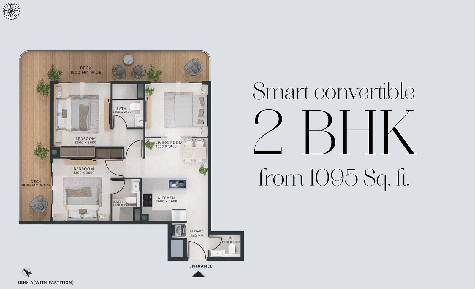 2 Bedrooms floor plan