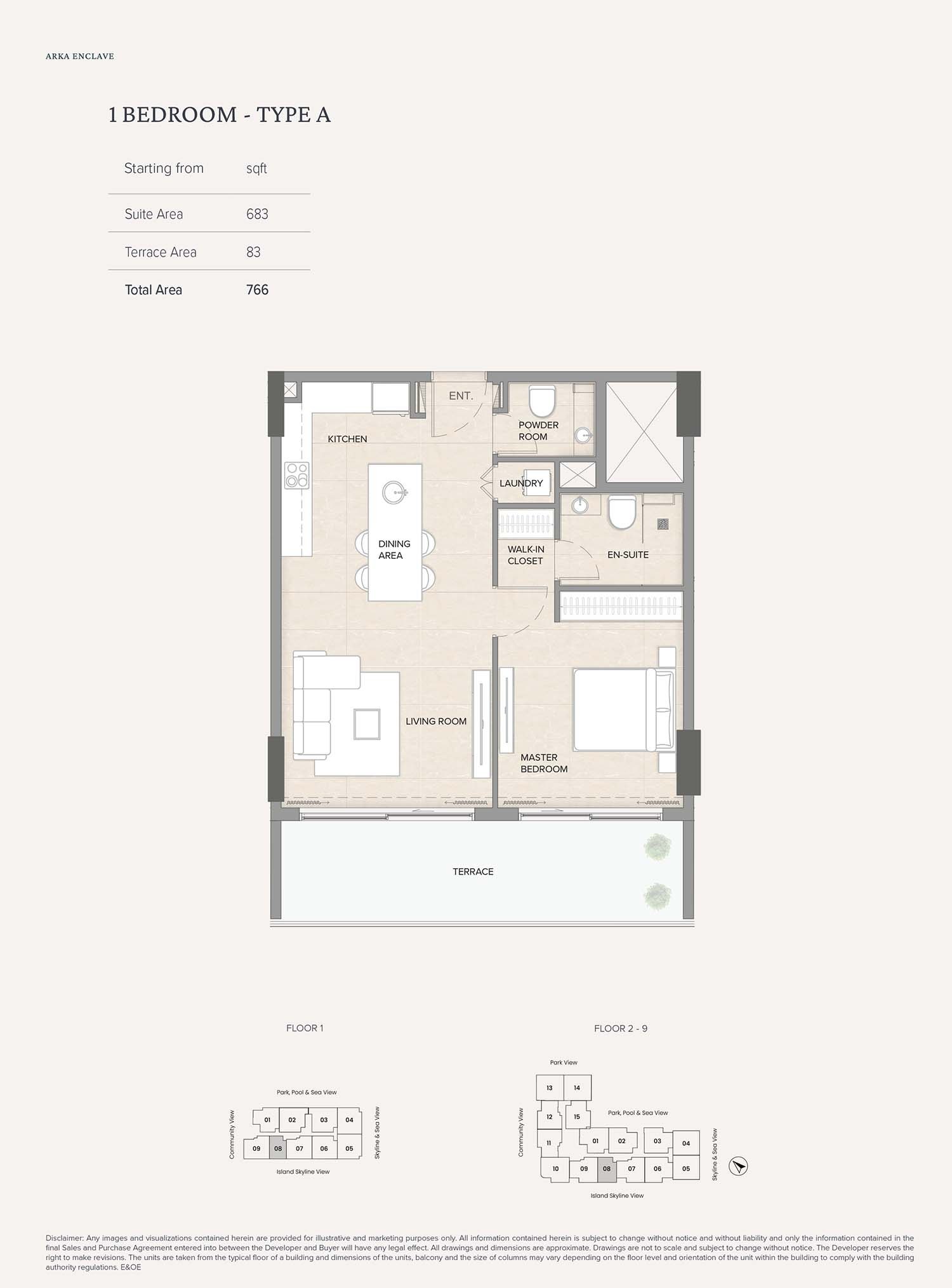 1 Bedroom floor plan