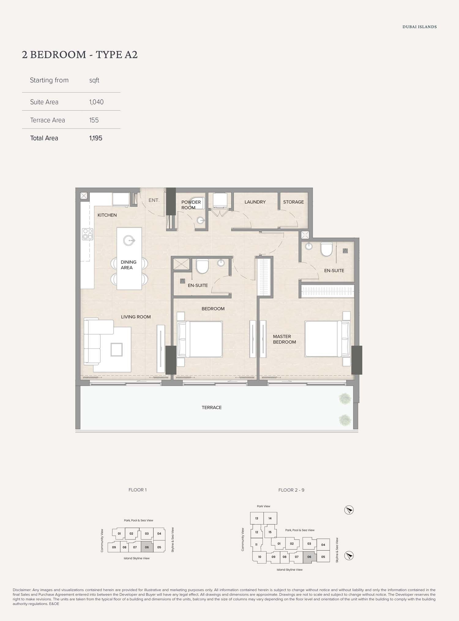 2 Bedrooms floor plan