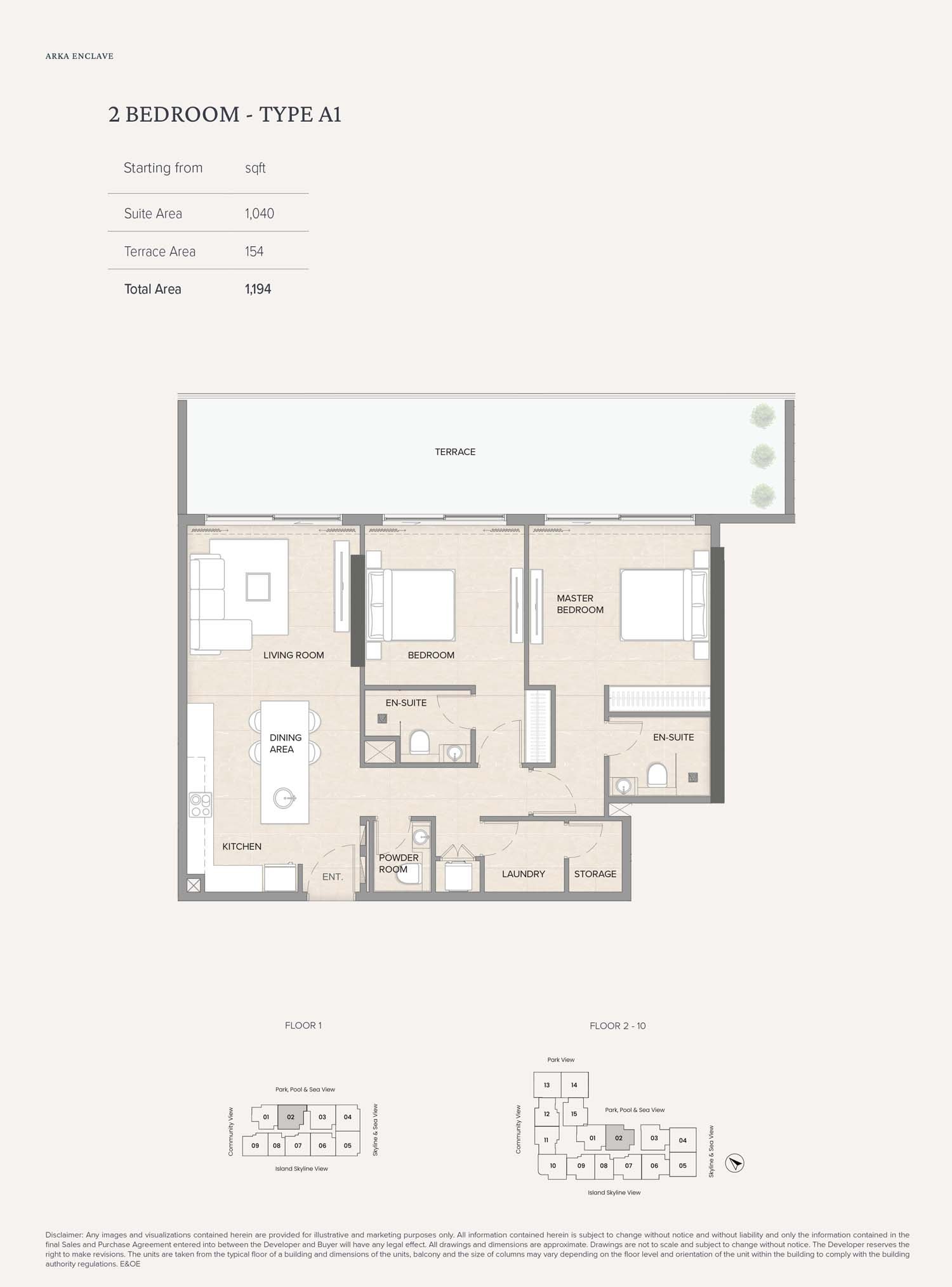 2 Bedrooms floor plan