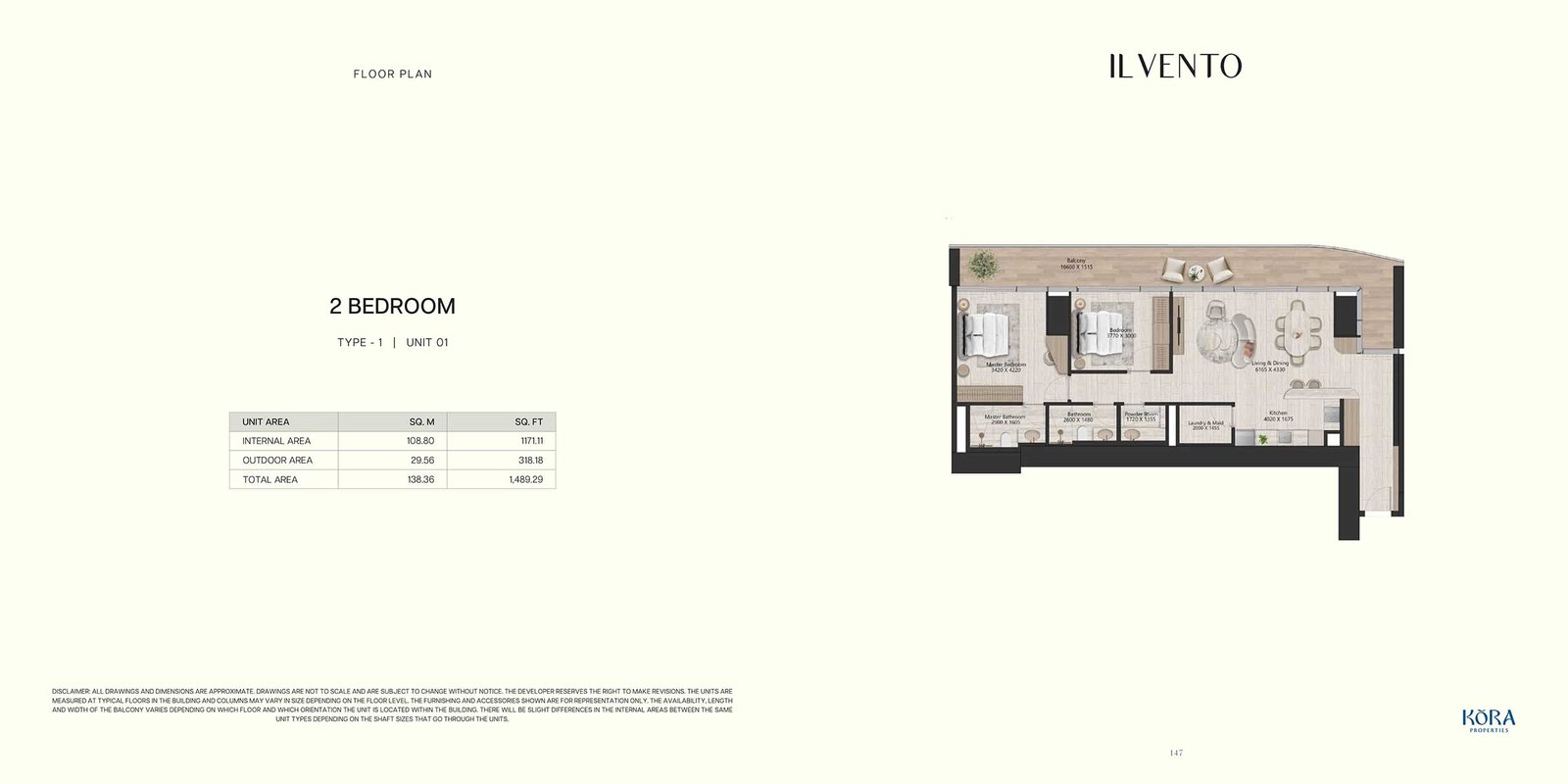 2 Bedrooms floor plan
