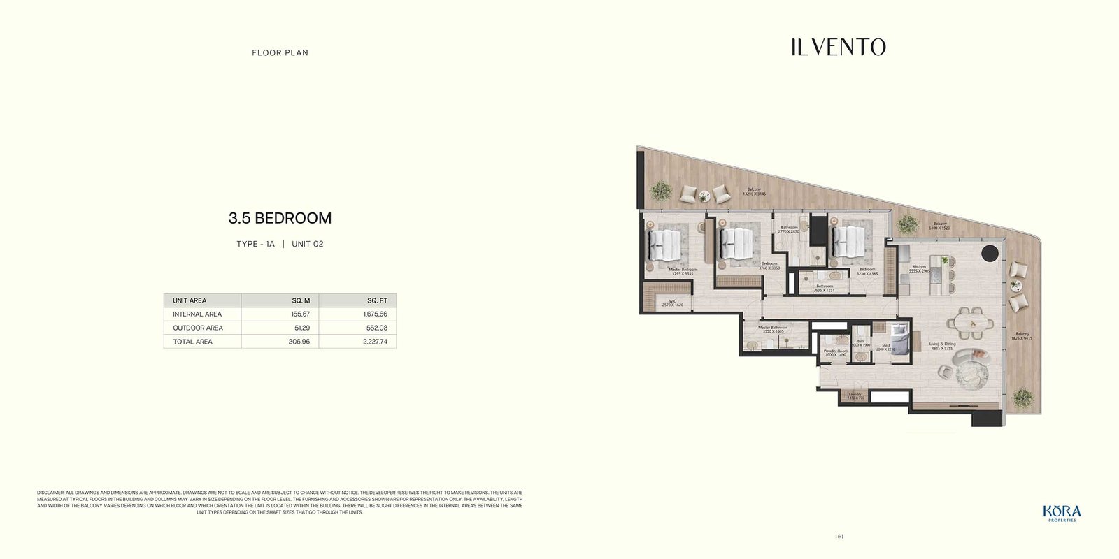 3 Bedrooms + Study + Maid floor plan