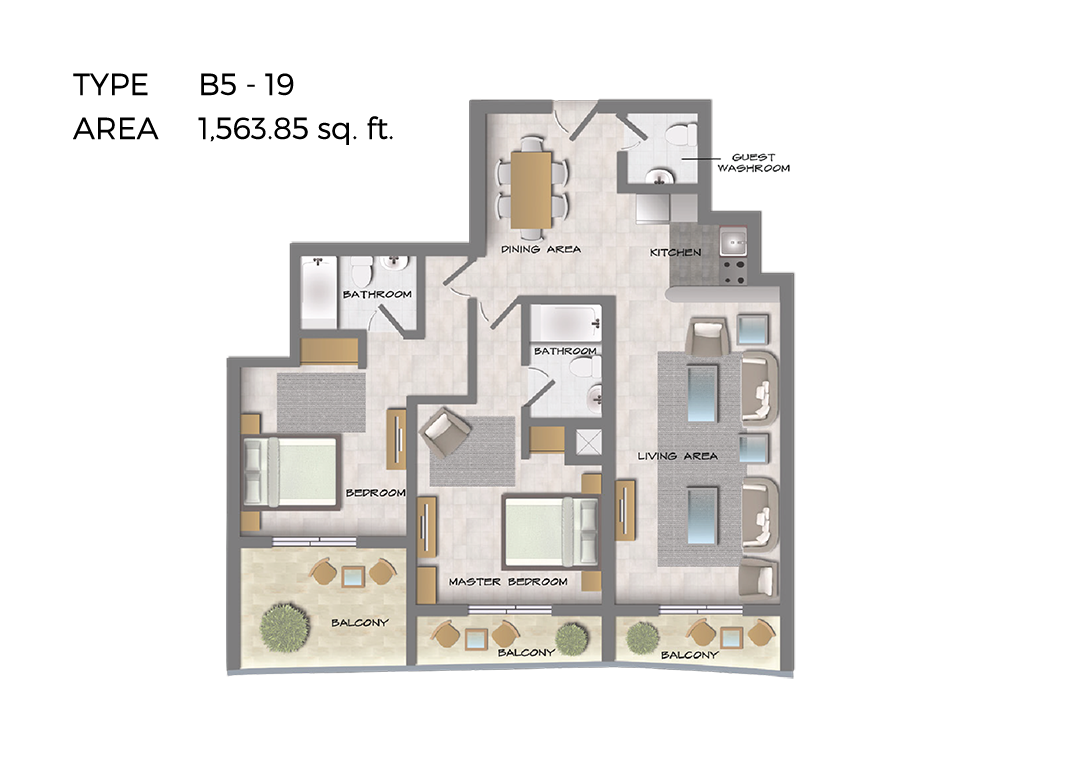 2 Bedrooms floor plan