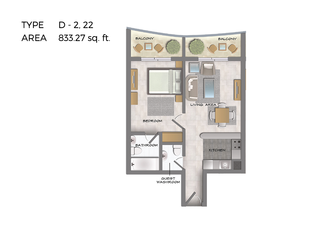 1 Bedroom floor plan