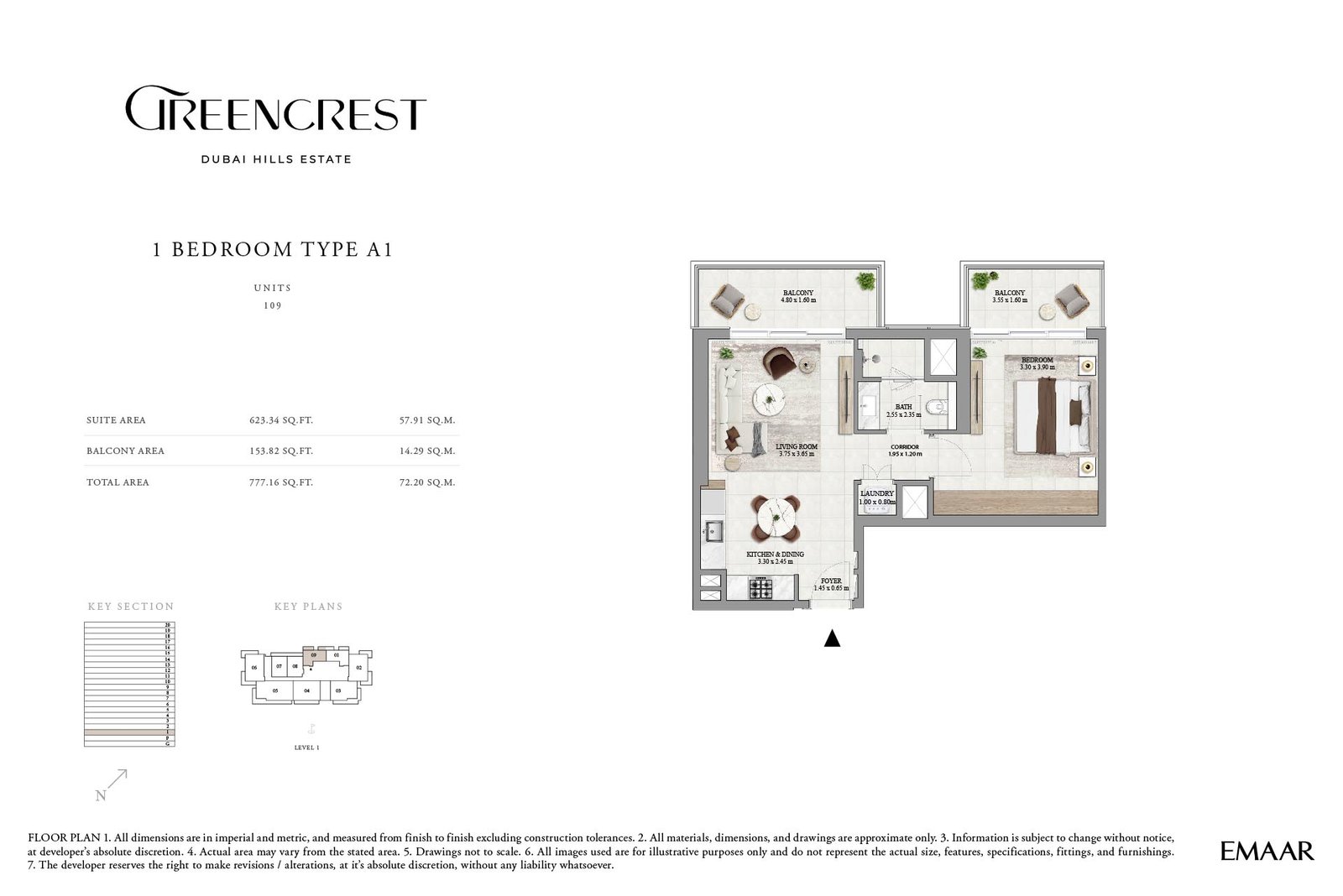1 Bedroom floor plan