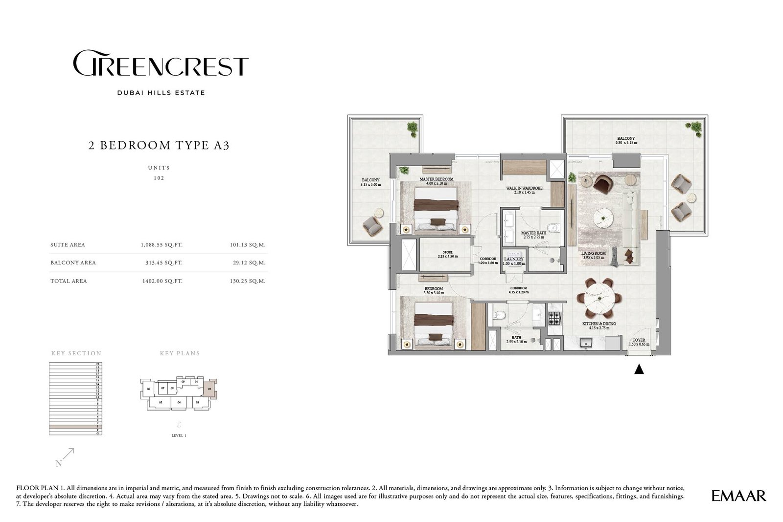 2 Bedrooms floor plan