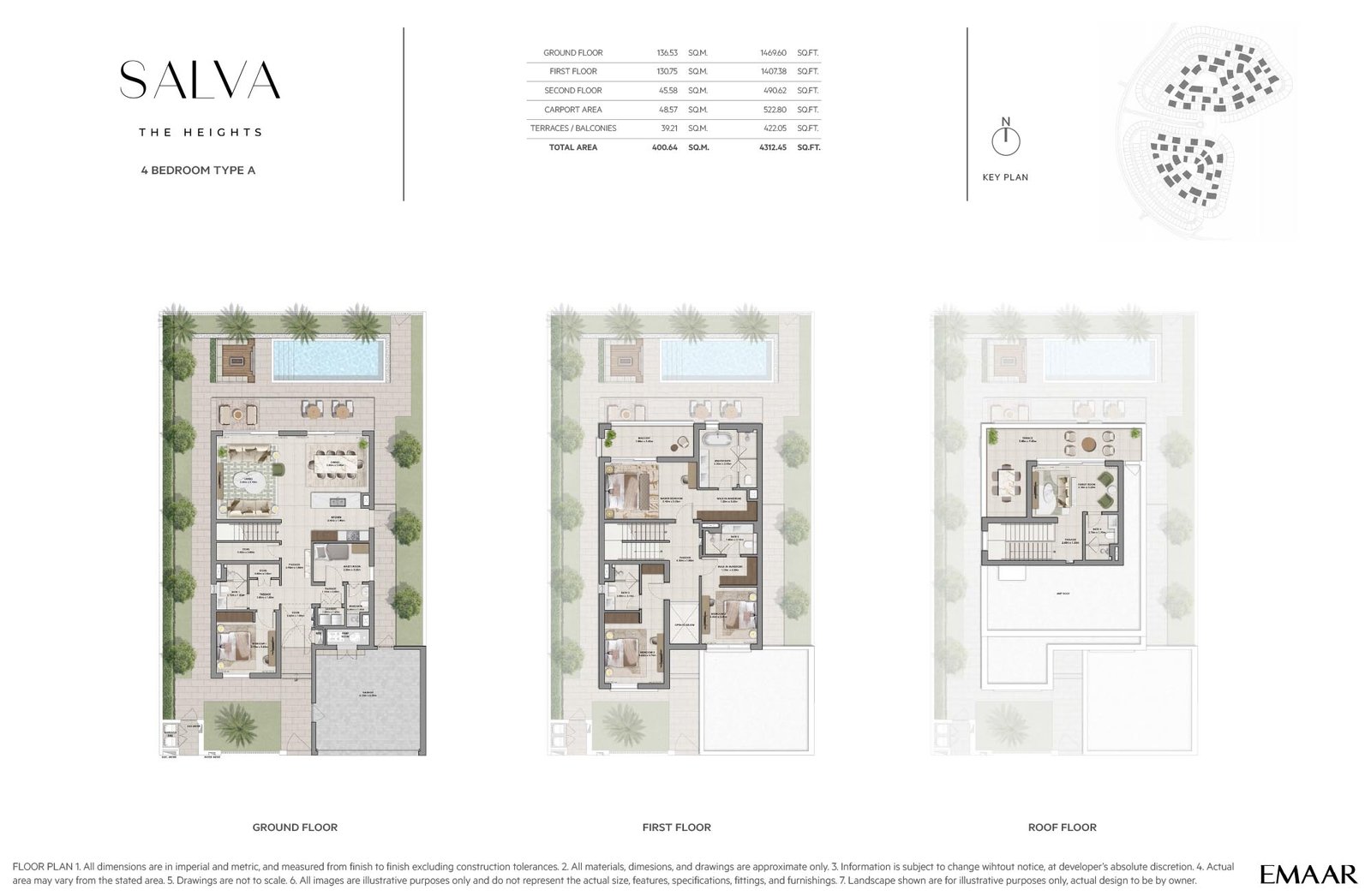 4 Bedroom + Pool + Maid floor plan