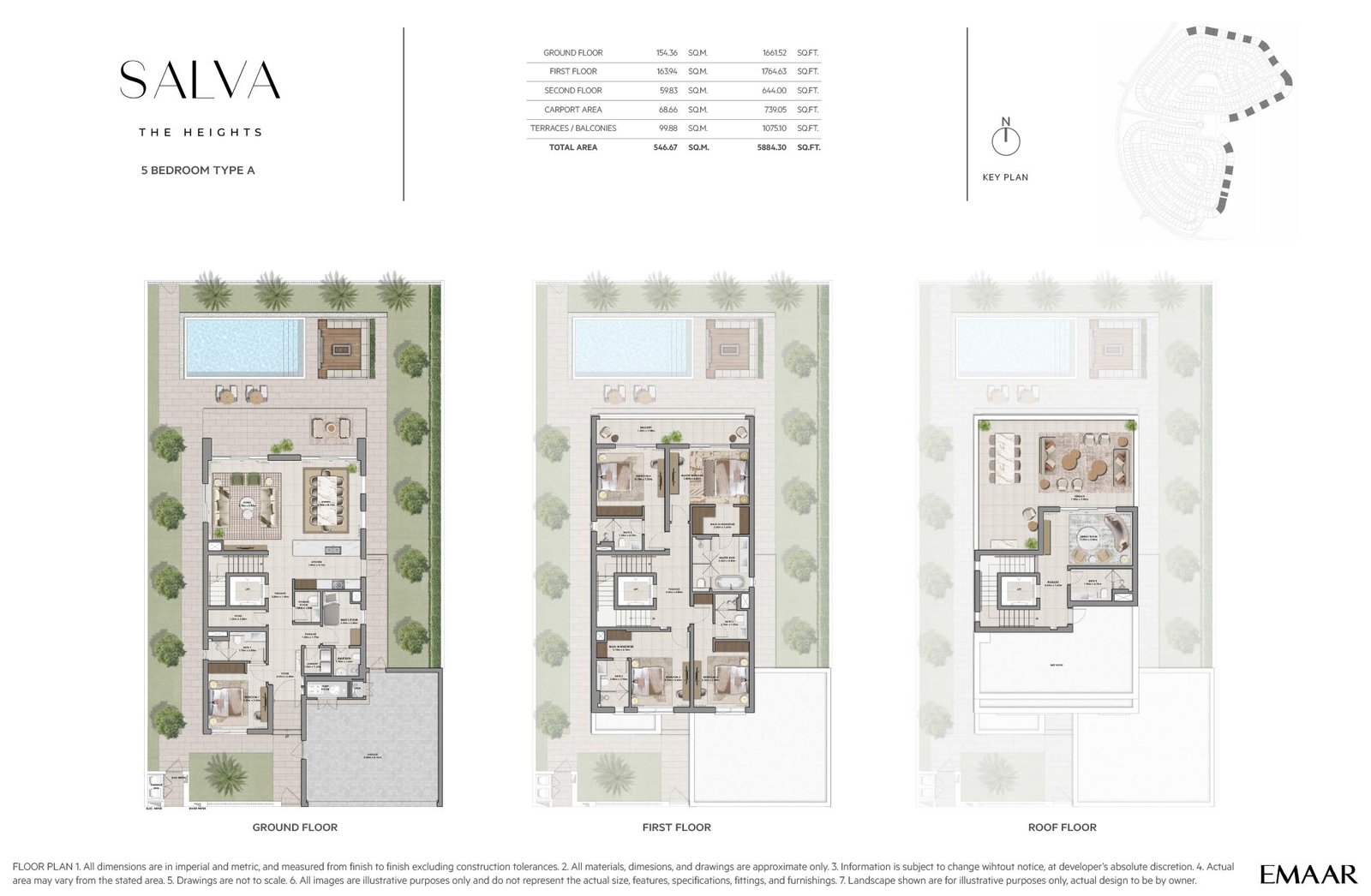 5 Bedrooms + Pool + Maid floor plan
