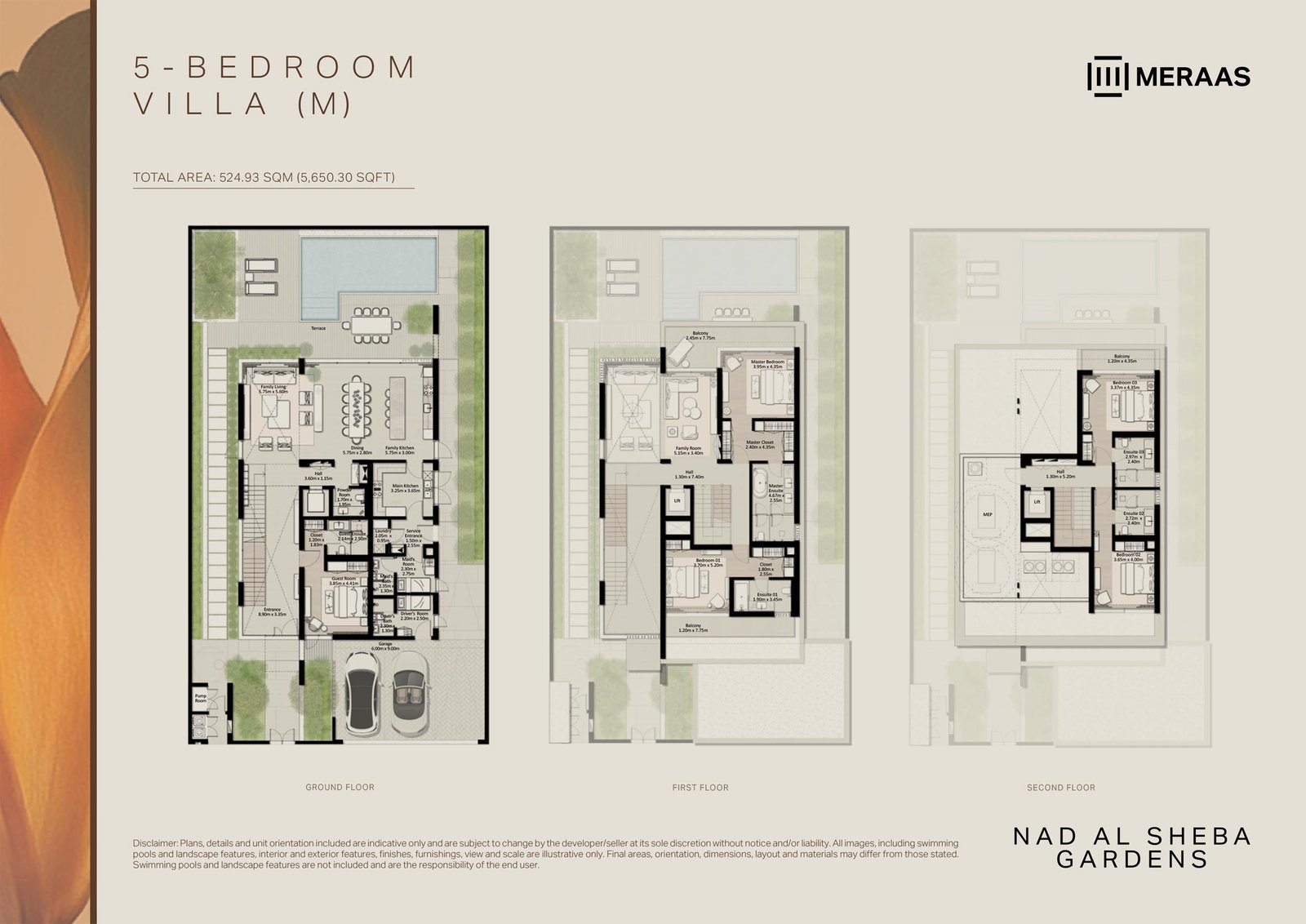 5 Bedrooms + Pool + Maid floor plan