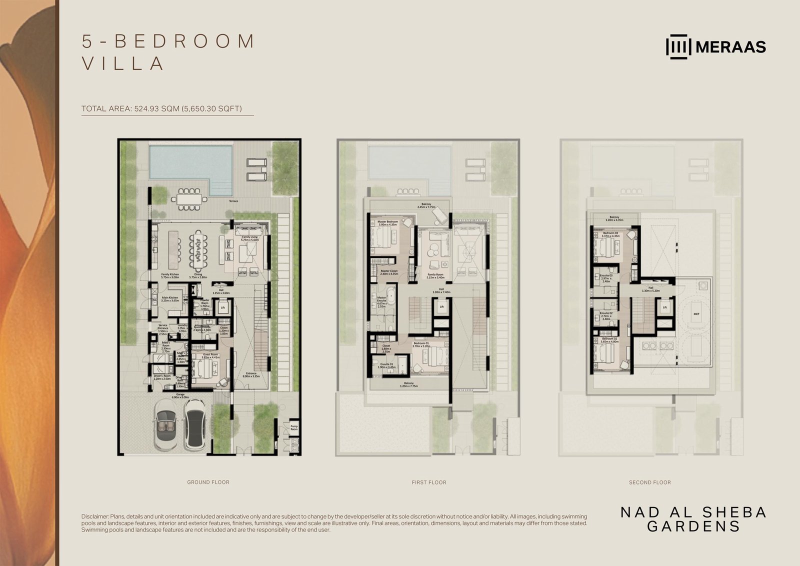5 Bedrooms + Pool + Maid floor plan
