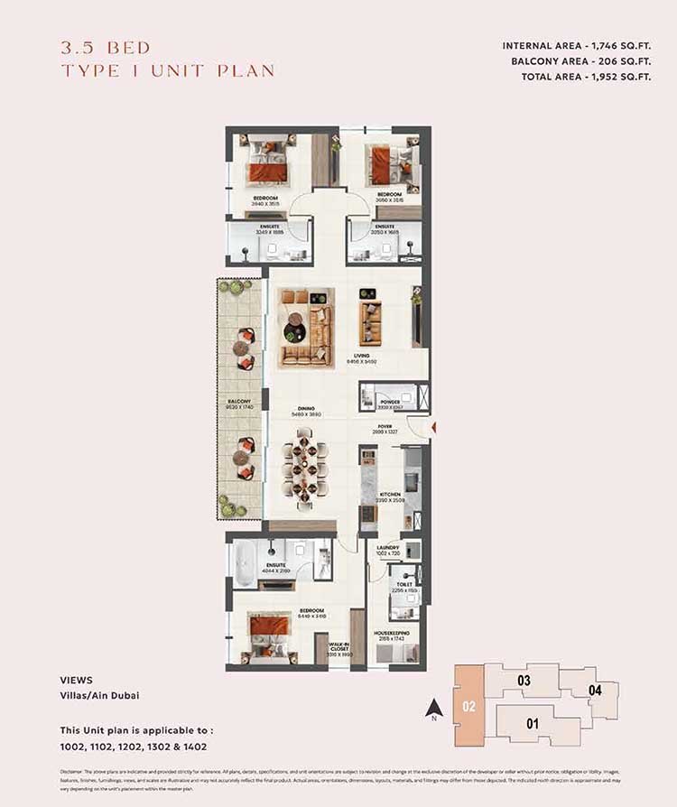 3 Bedrooms + Study floor plan