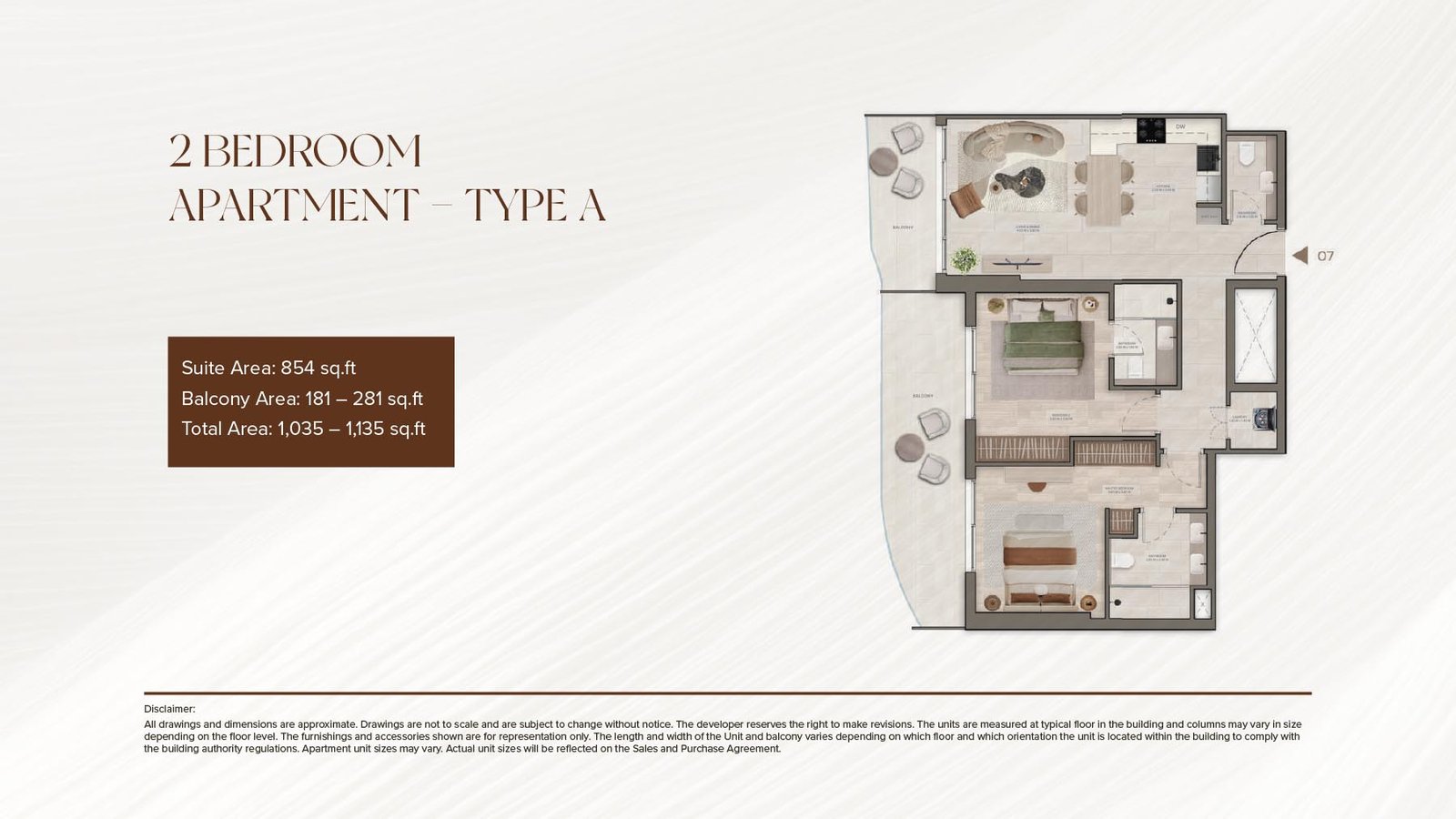 2 Bedrooms floor plan