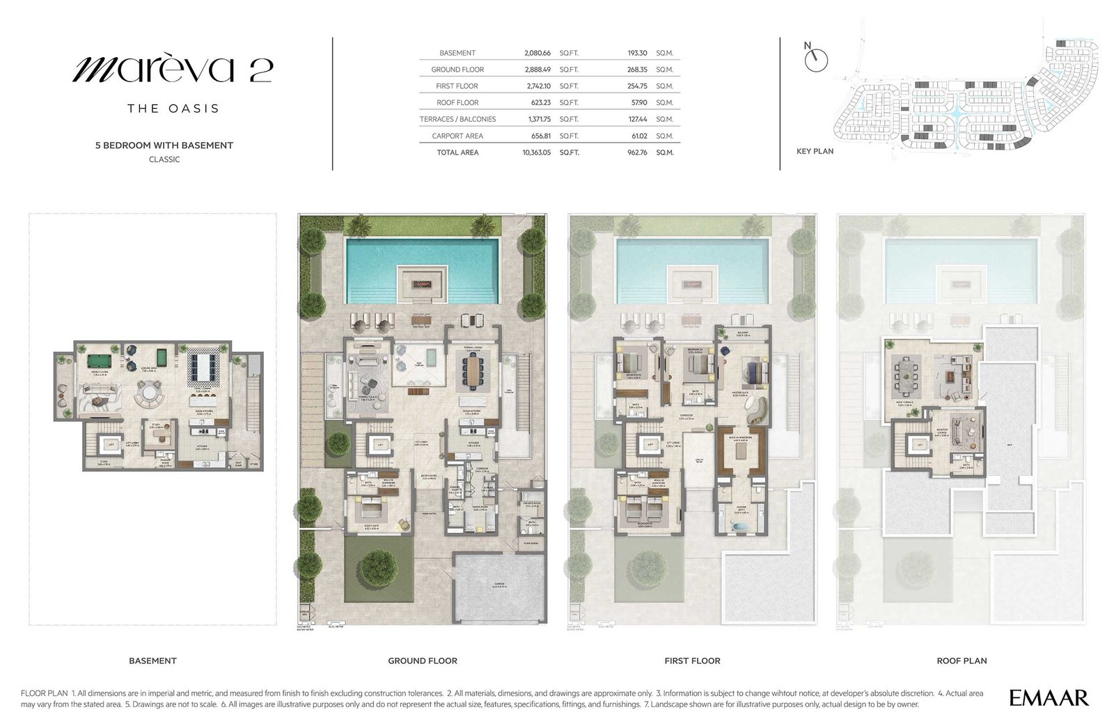 5 Bedrooms + Pool + Maid + Study floor plan