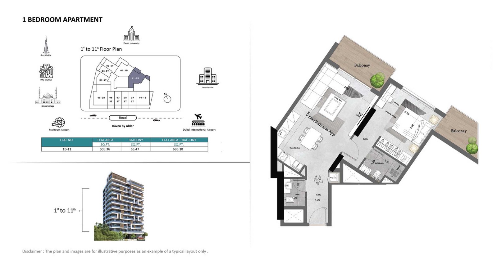 1 Bedroom floor plan