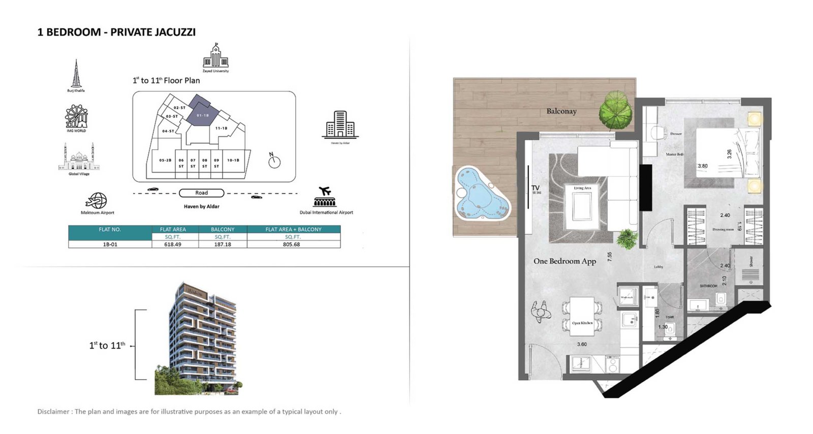 1 Bedroom floor plan