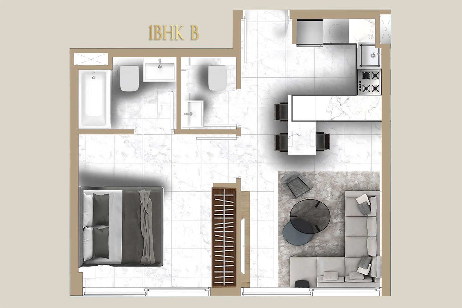1 Bedroom floor plan