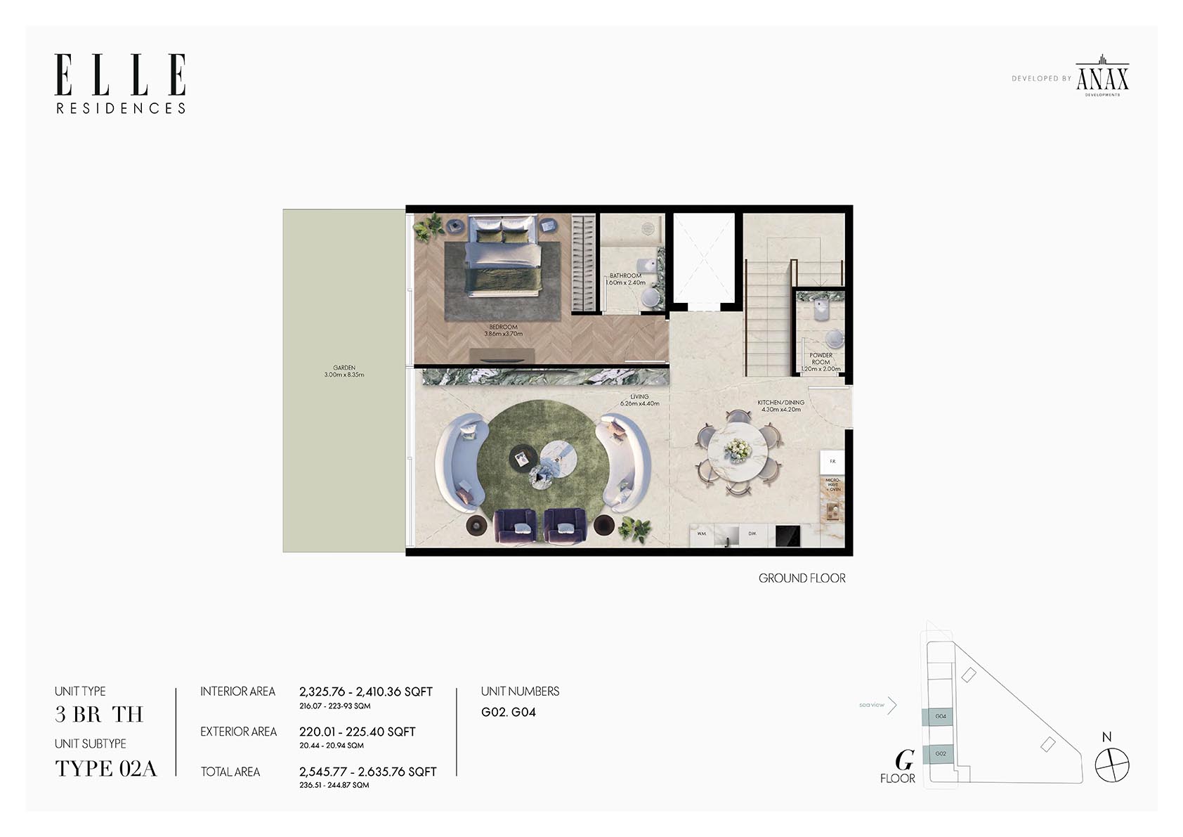 3 Bedrooms floor plan