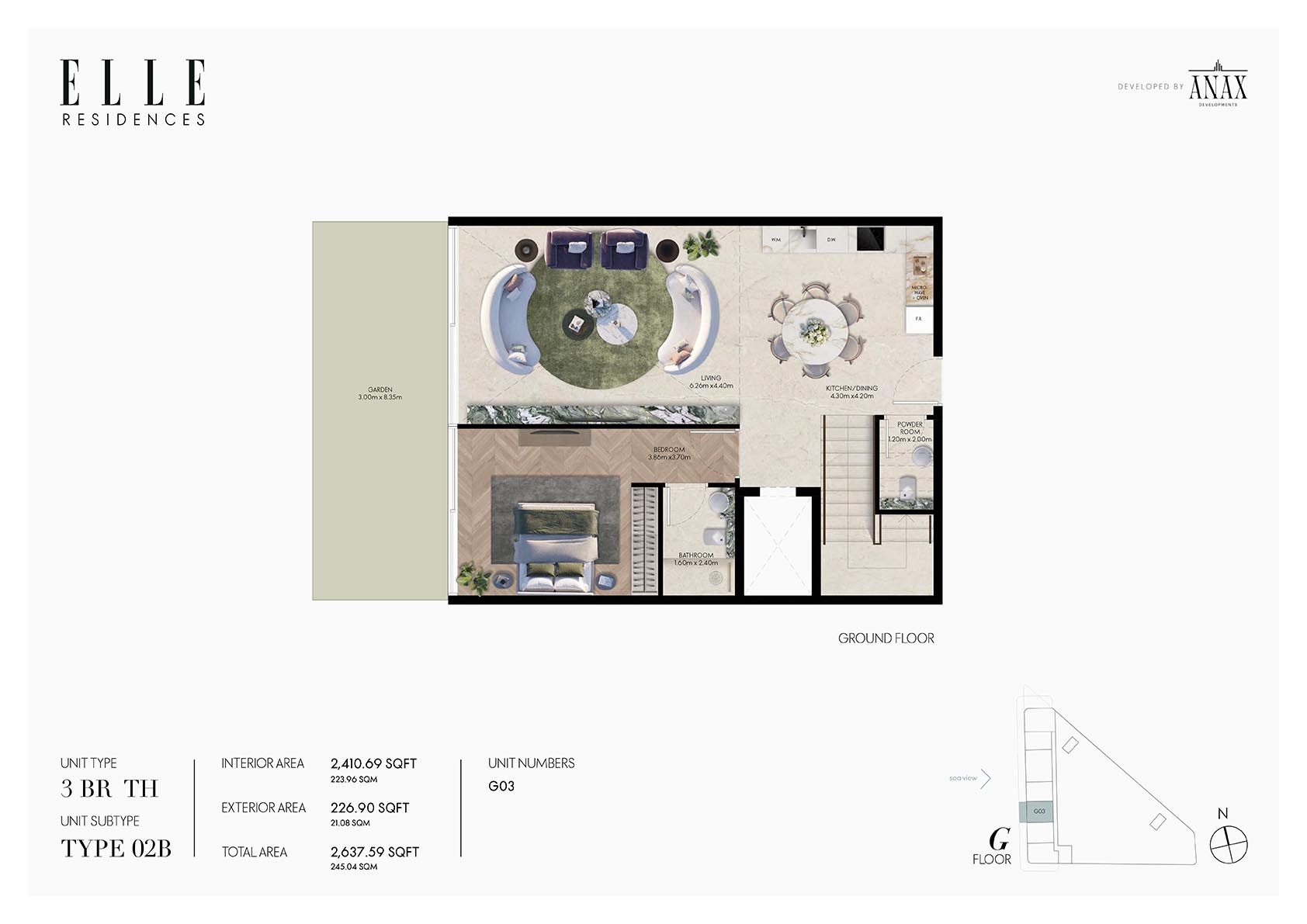 3 Bedrooms floor plan