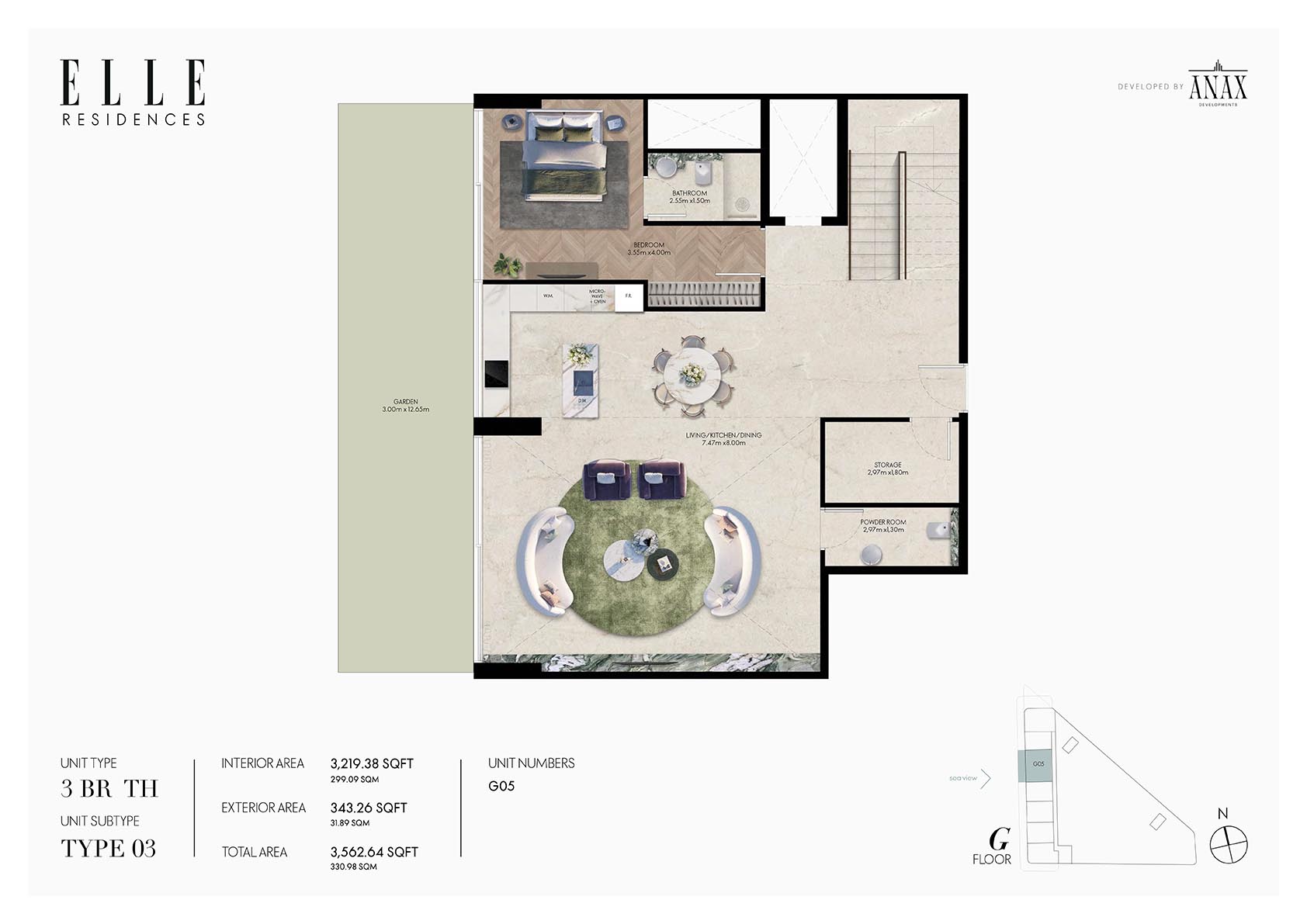 3 Bedrooms floor plan