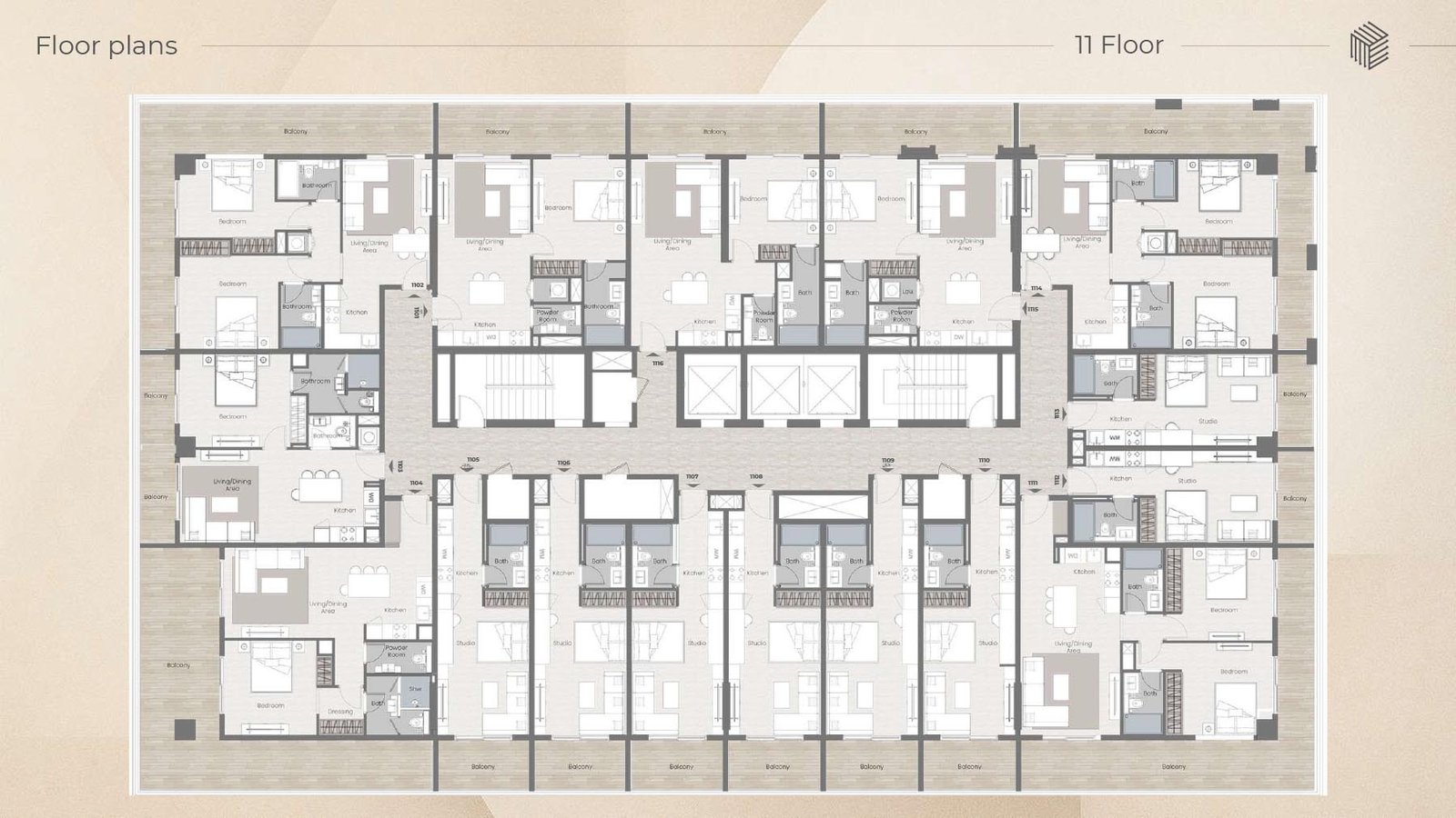 Beverly Park at DLRC Unit Plan 11th Floor floor plan