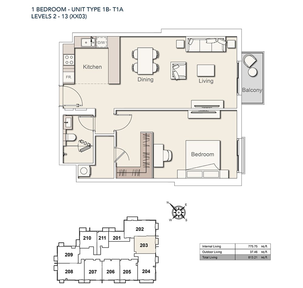 1 Bedroom floor plan