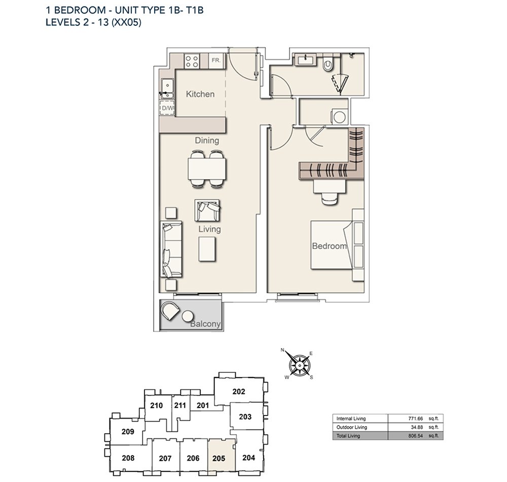 1 Bedroom floor plan