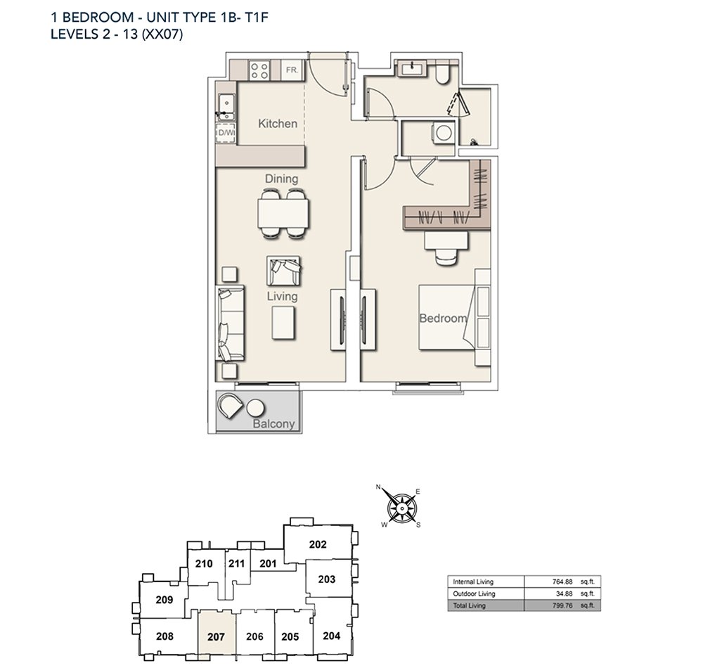 1 Bedroom floor plan